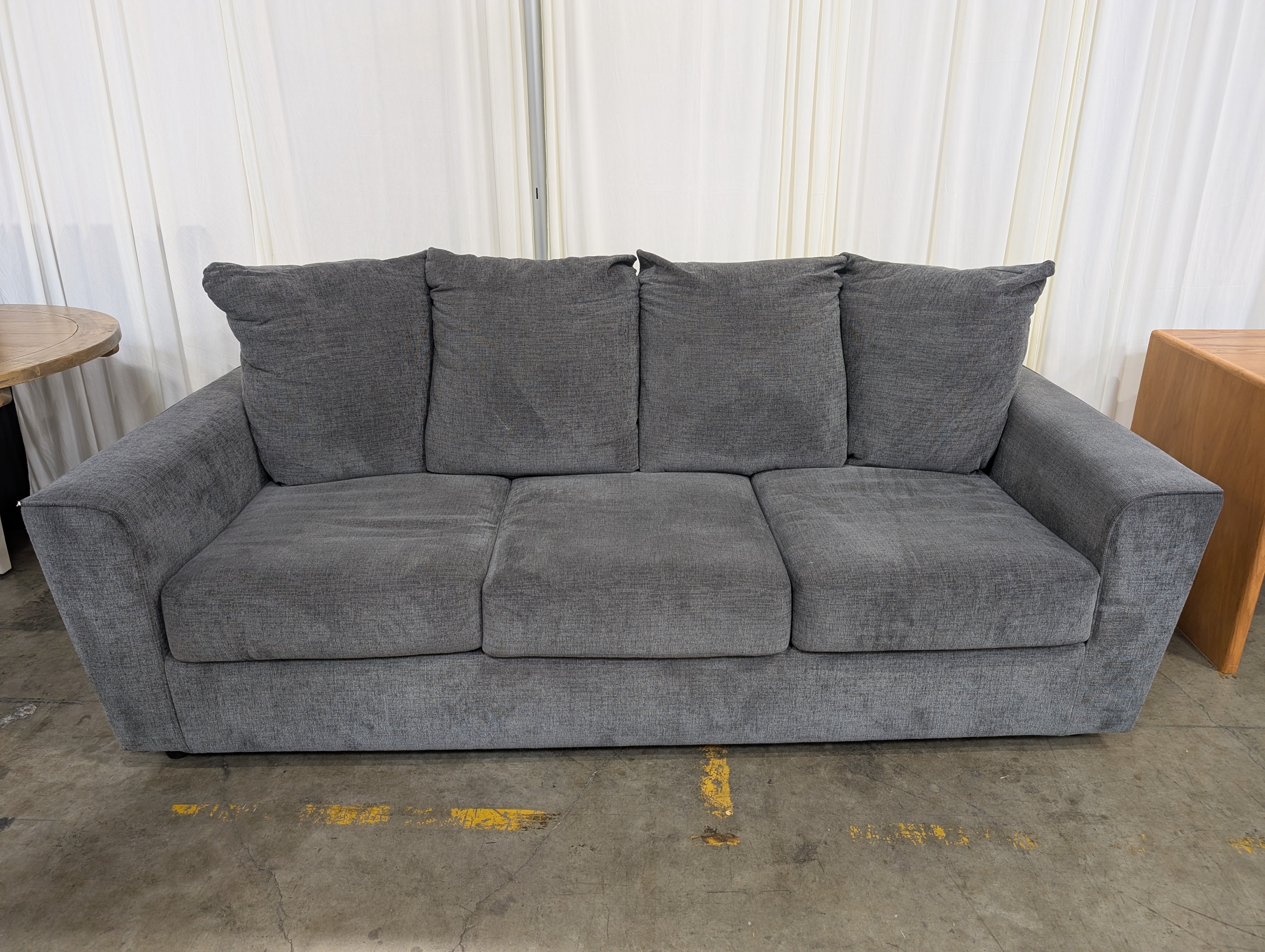 Modern Grey Fabric Three-Seat Couch