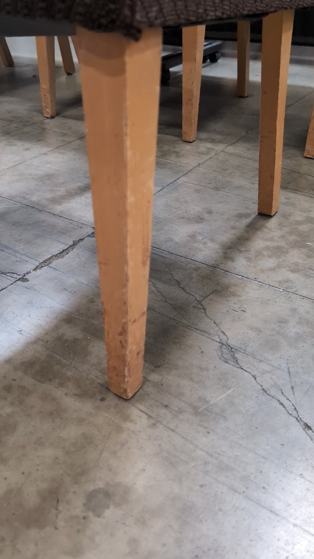 Set of Six Mid-Century Style Upholstered Dining Chairs with Tapered Wood Legs