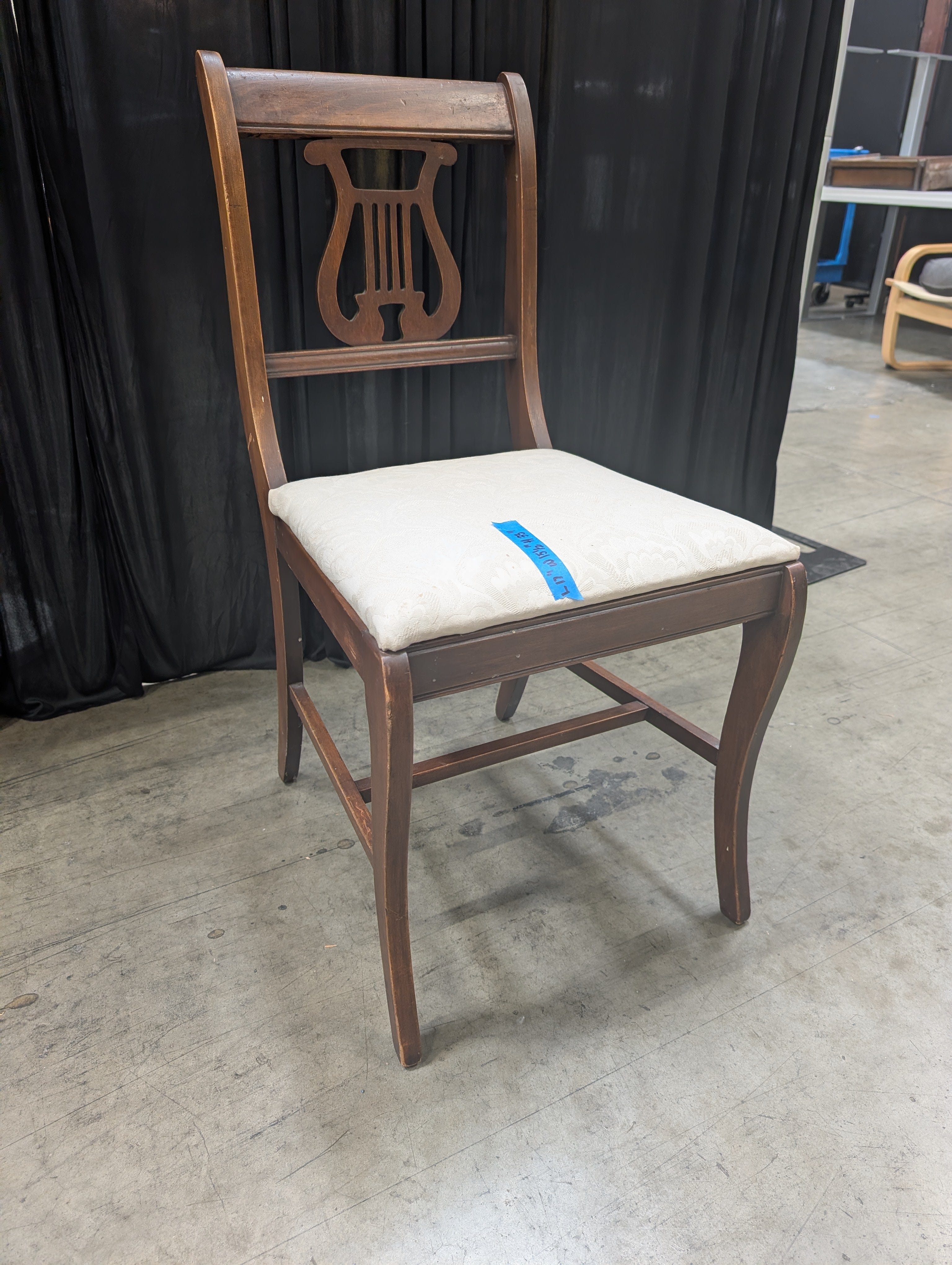 Dark Wood Lyre Back Dining Chair