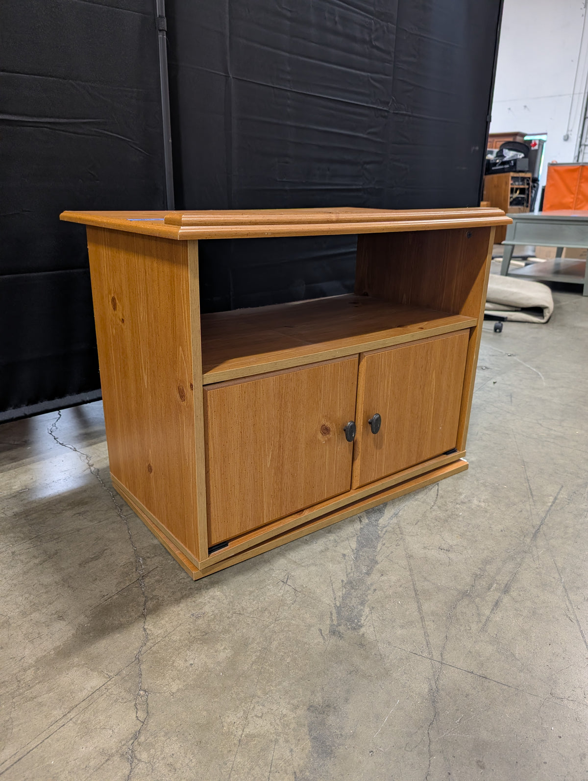 Warm Brown Wood Nightstand with Open Shelf