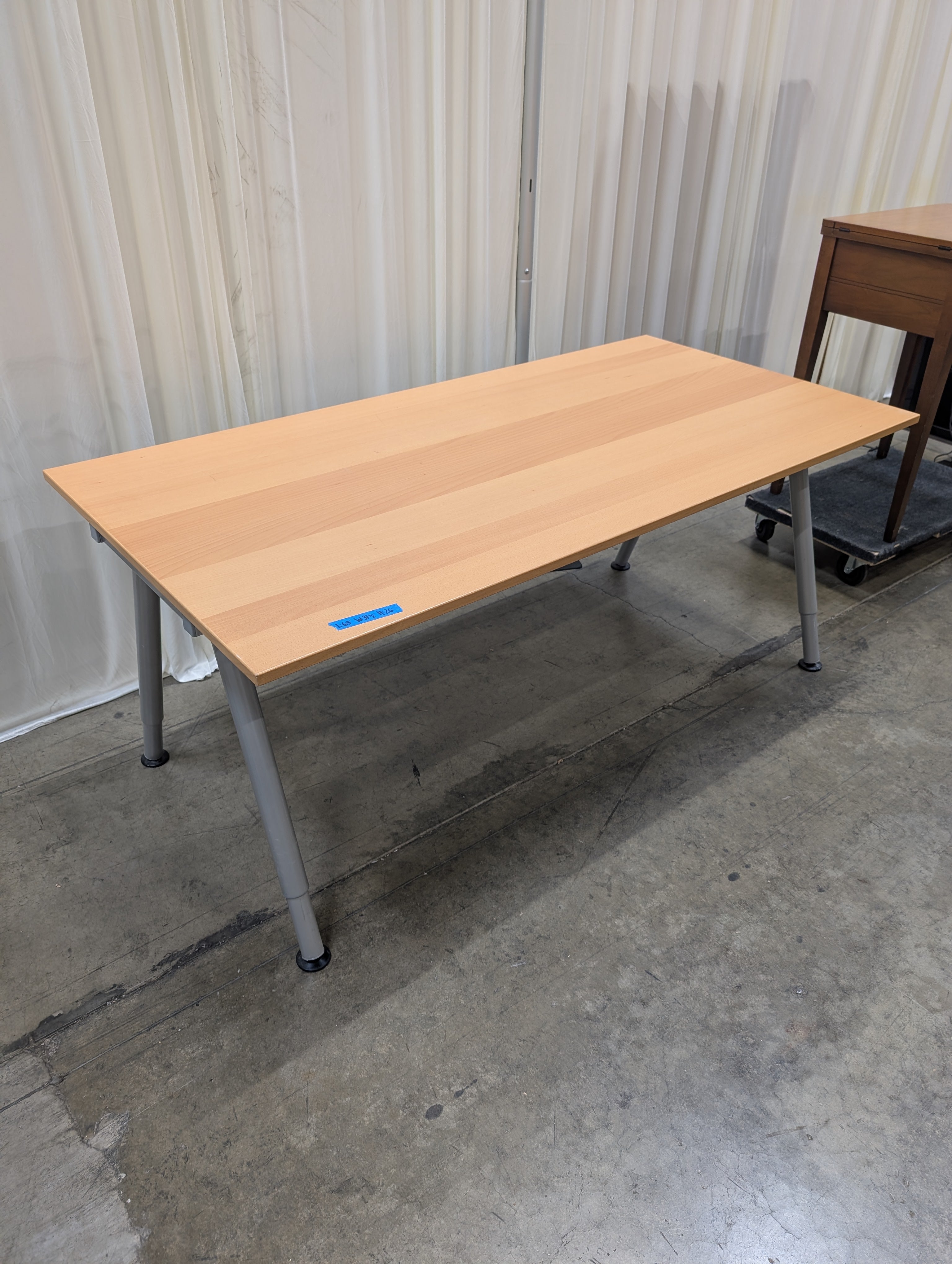 Light Wood Veneer Ikea Desk with Adjustable Legs