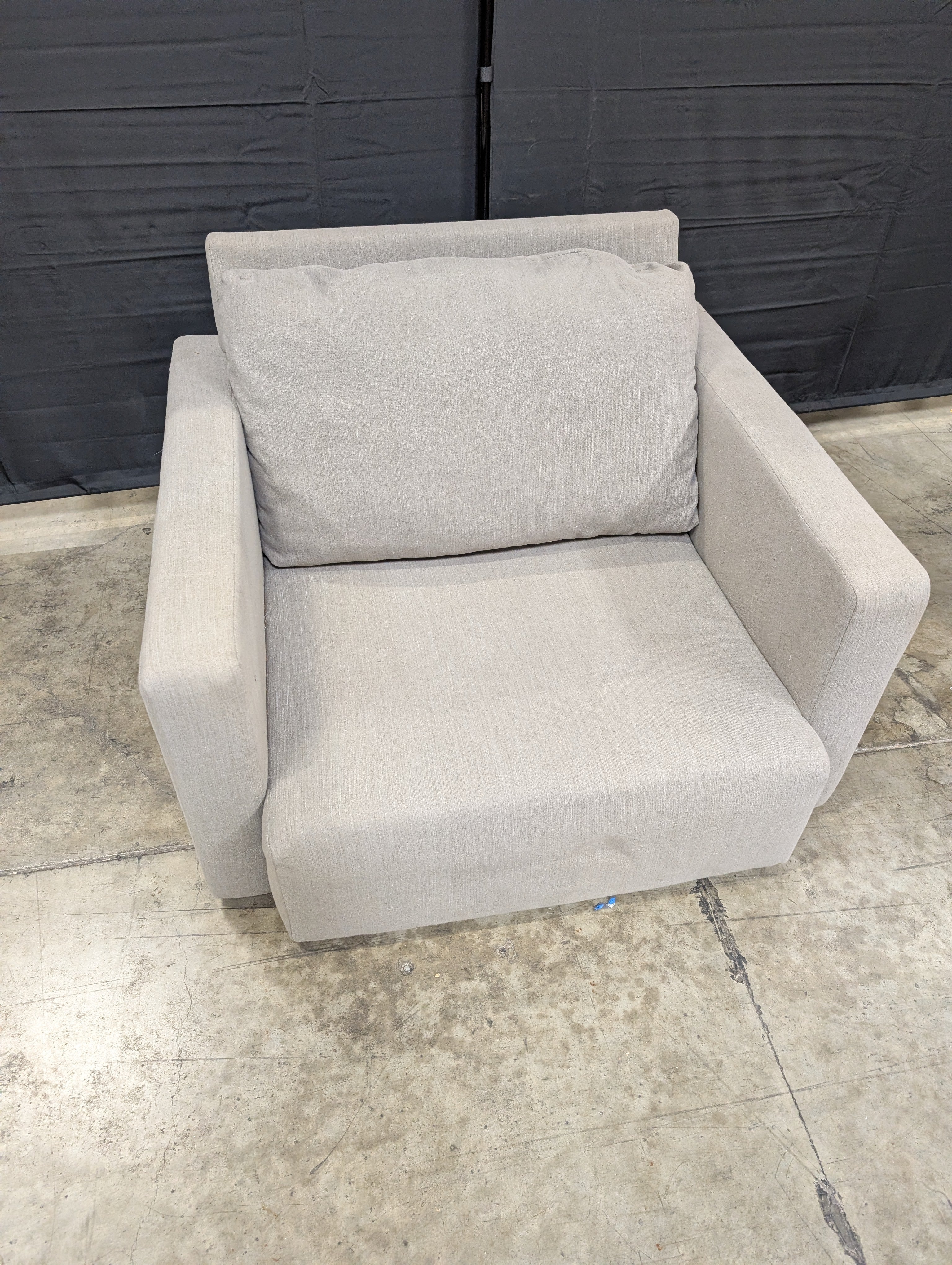 Modern Upholstered Accent Chair, Neutral Grey Fabric Armchair, Contemporary Single Seater Sofa