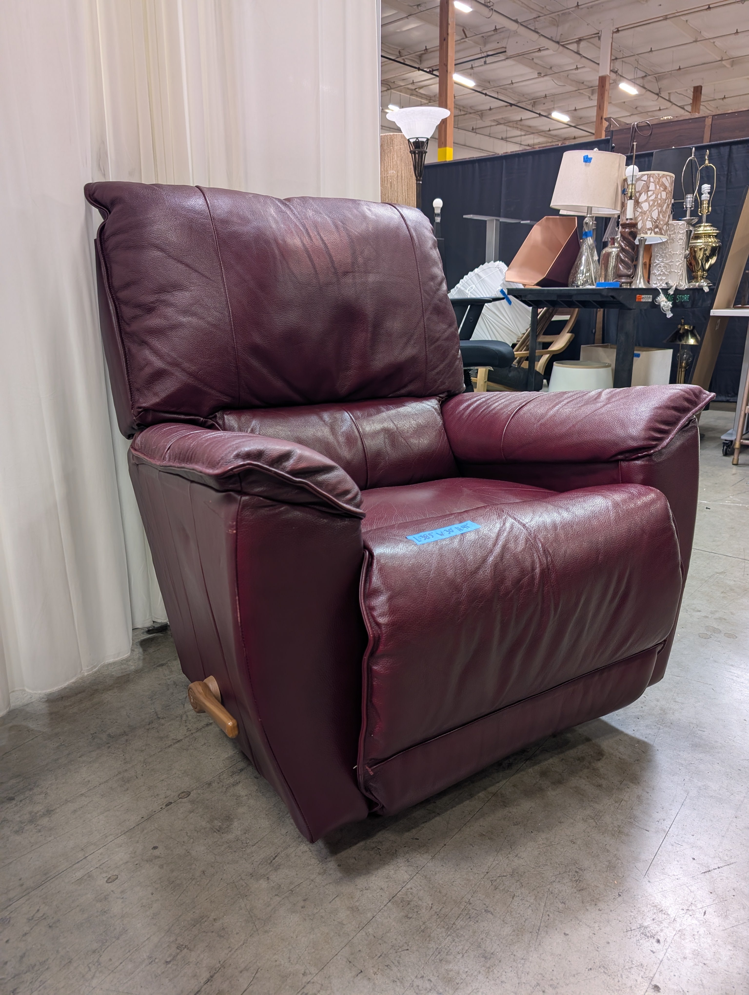 Burgundy Overstuffed LaZboy Recliner with Pillow Arms