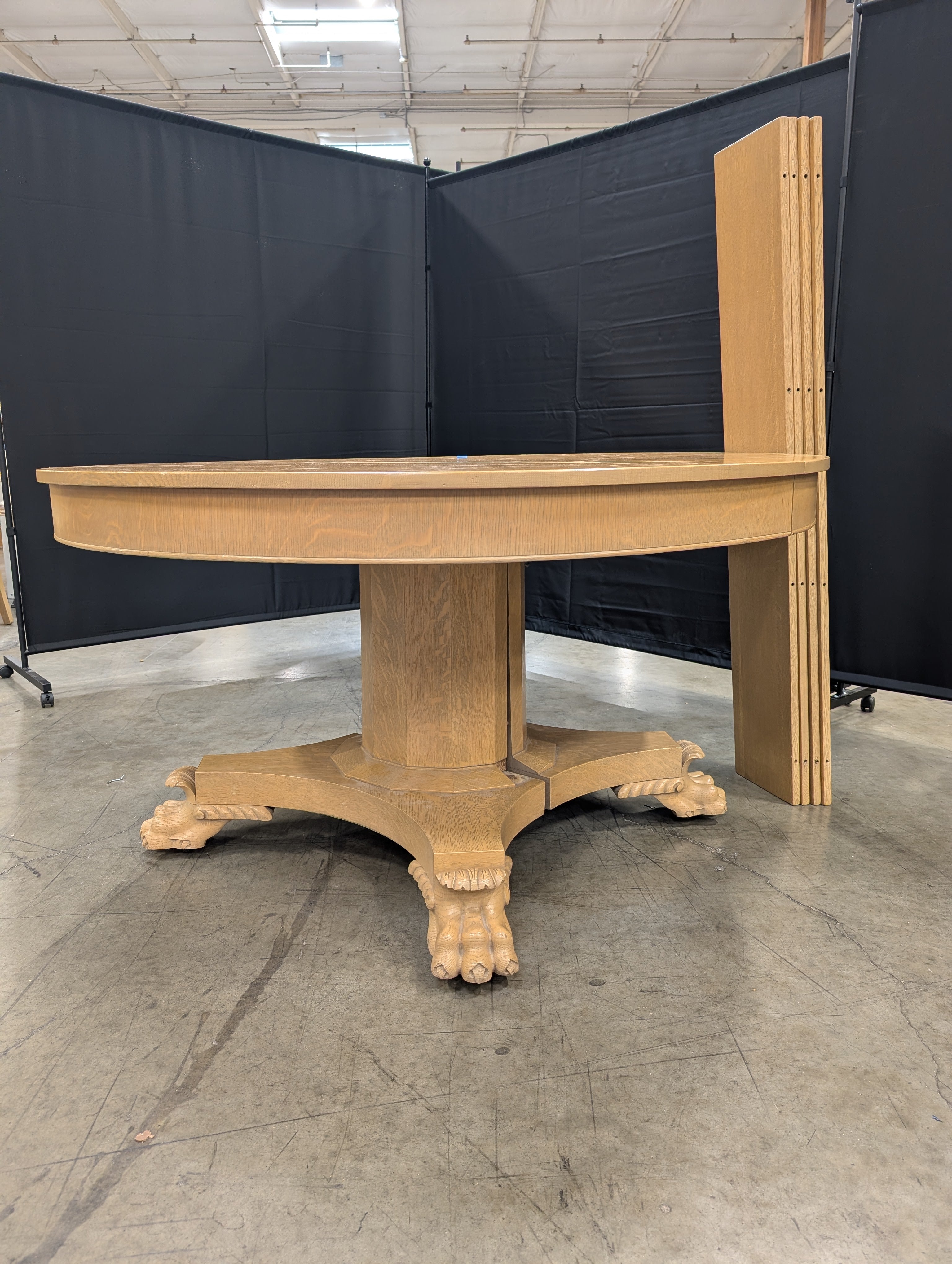 Extendable Oval Wood Dining Table with Pedestal Base