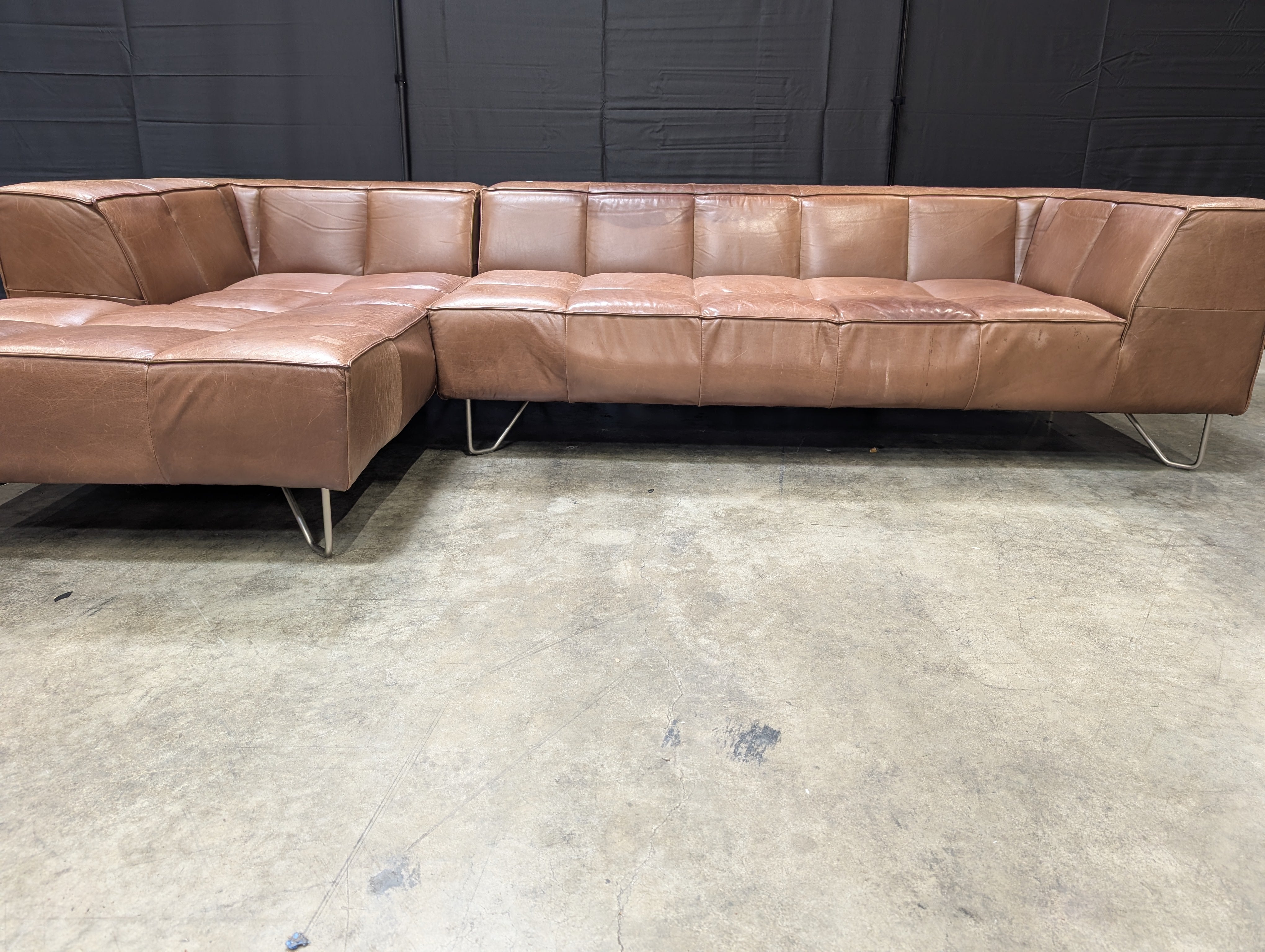 BoConcept Brown Leather Sectional Sofa with Chaise