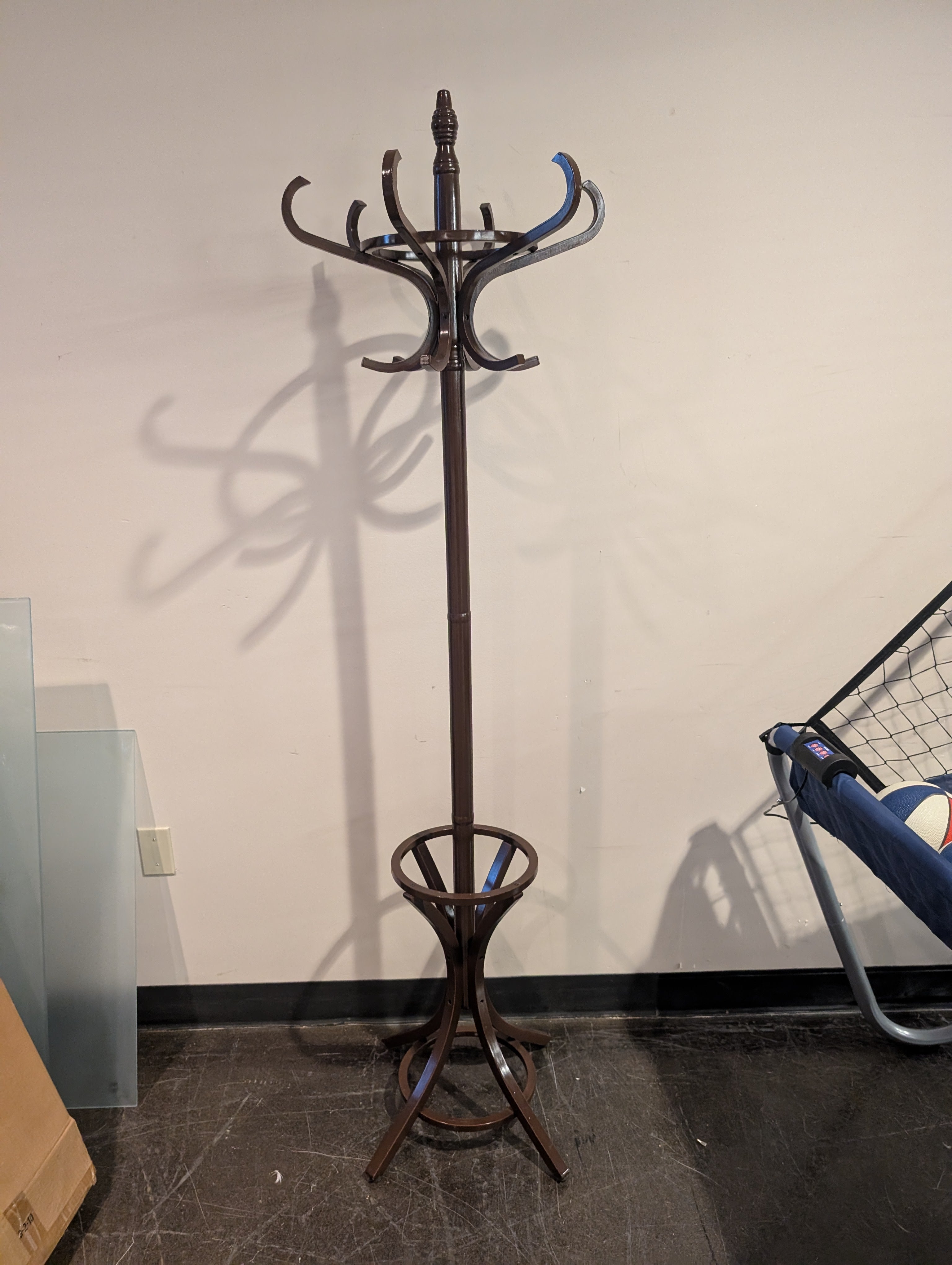 Vintage Style Dark Brown Metal Coat Rack Hall Tree