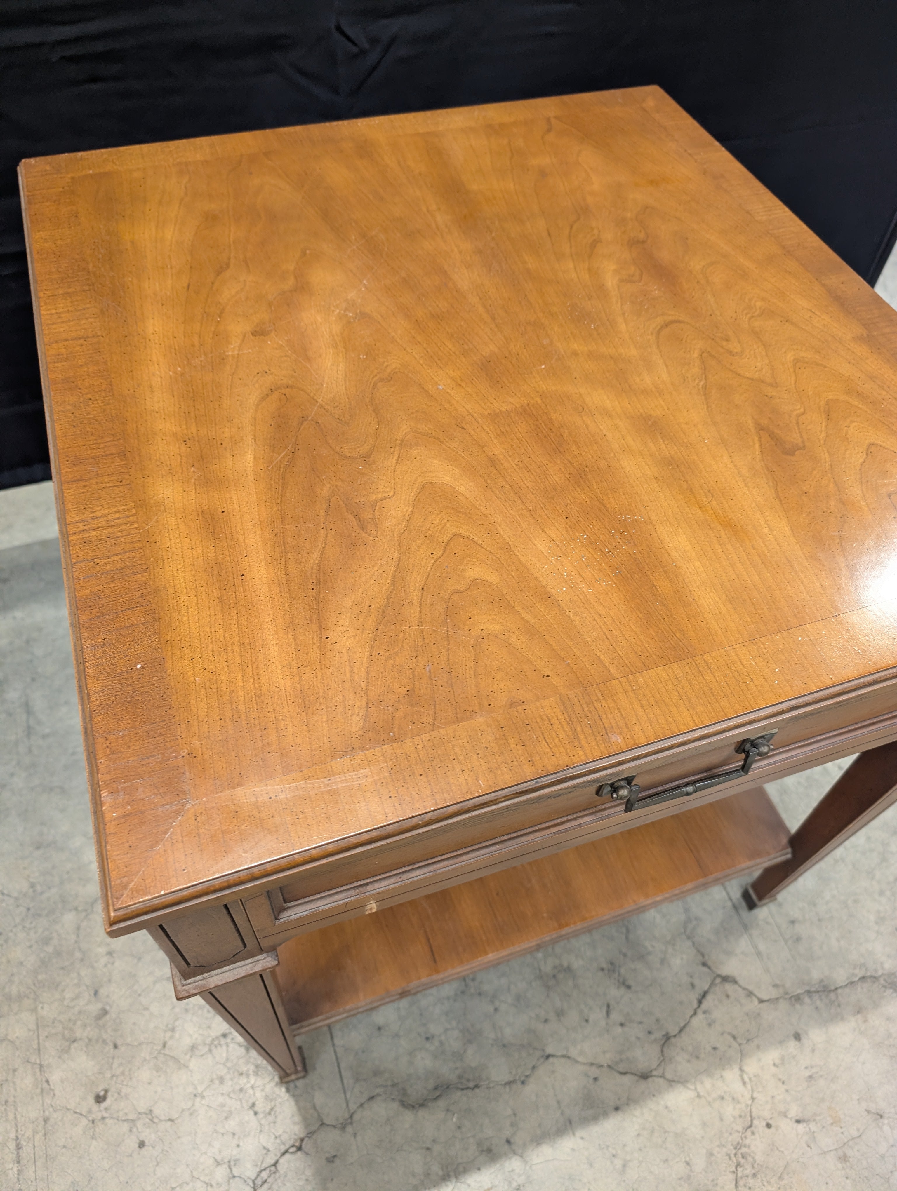 Heritage Stamped Hardwood Nightstand with Lower Shelf