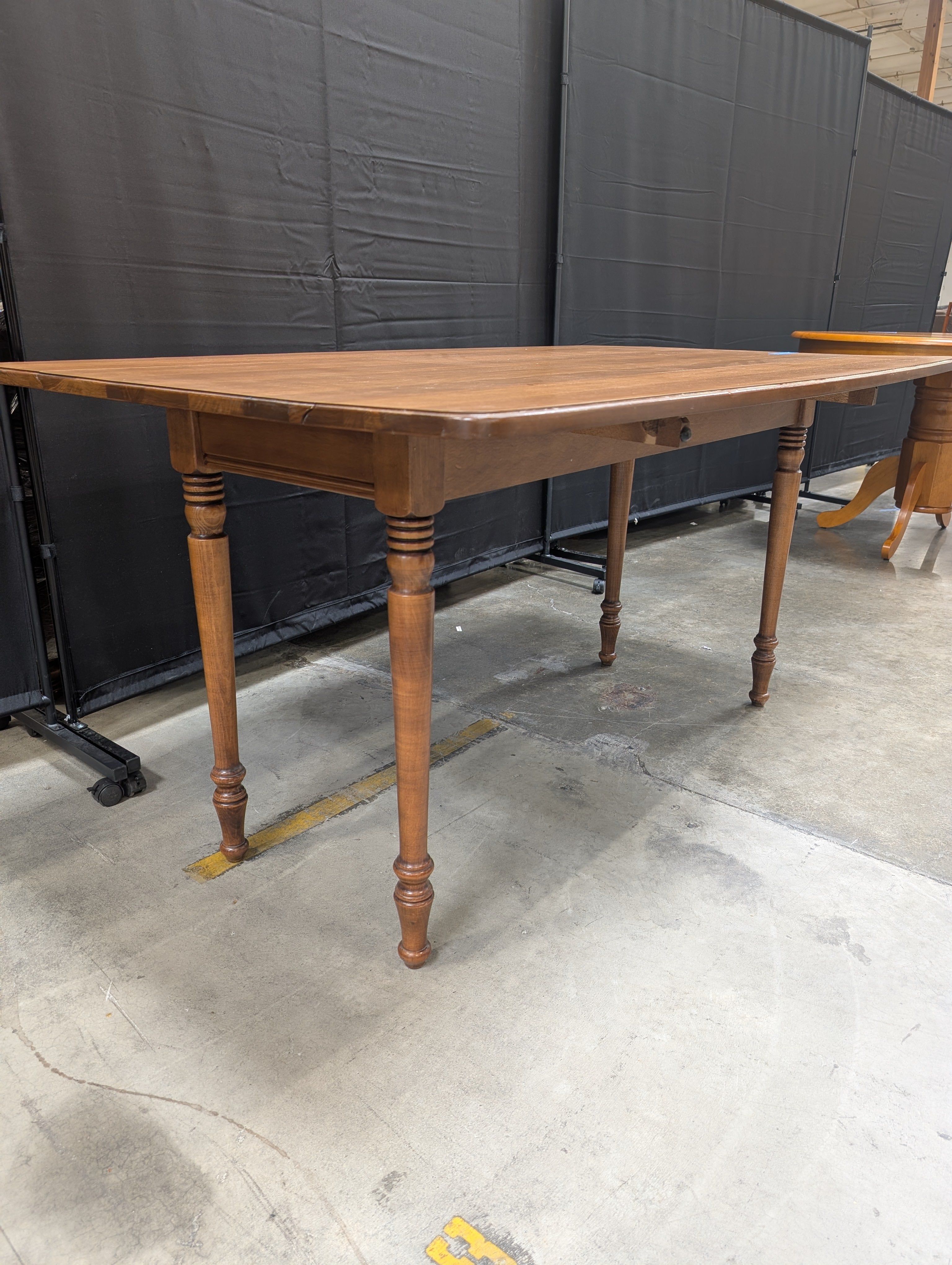Solid Wood Drop-Top Table with Turned Legs