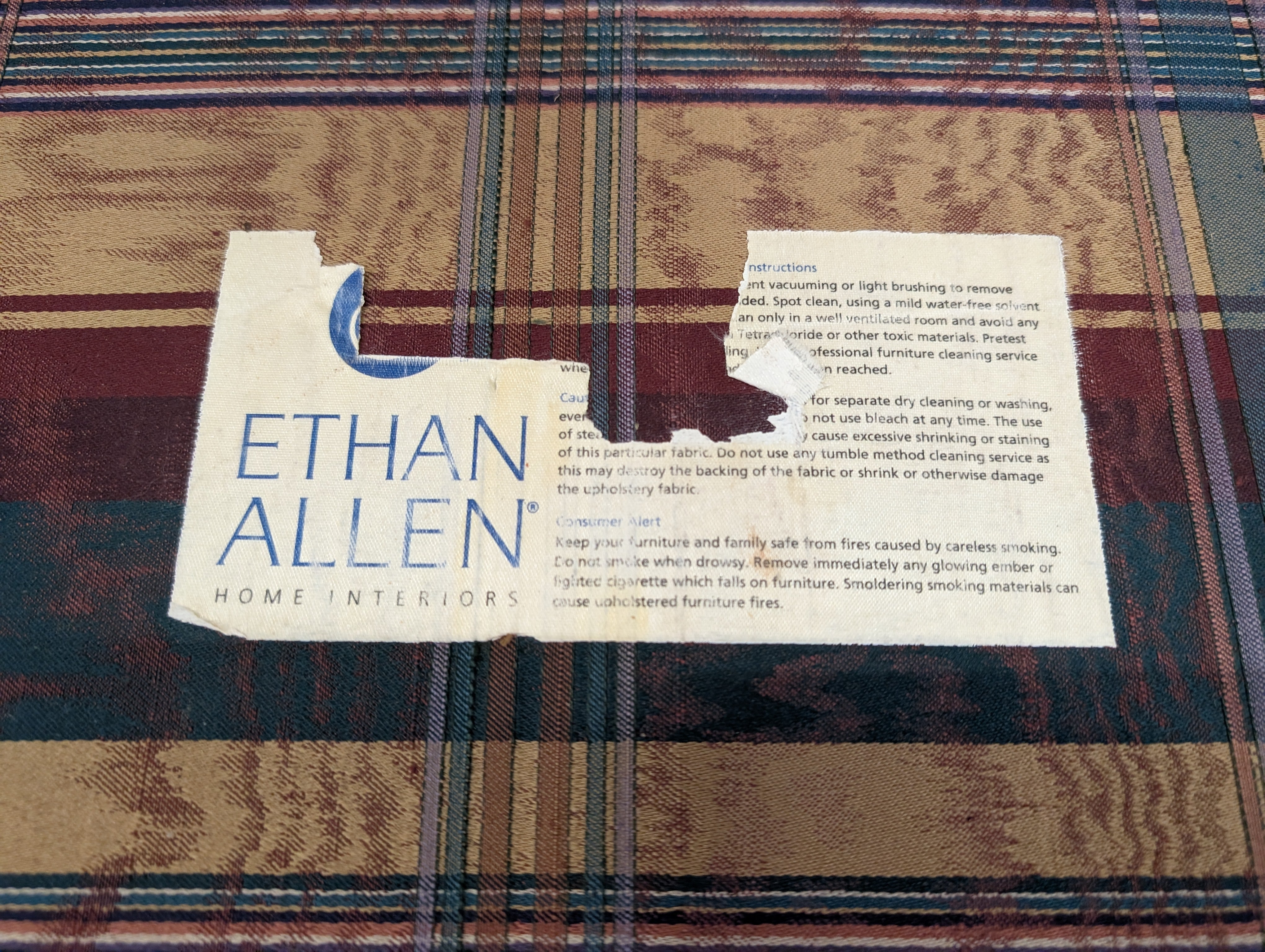 Ethan Allen Plaid Loveseat