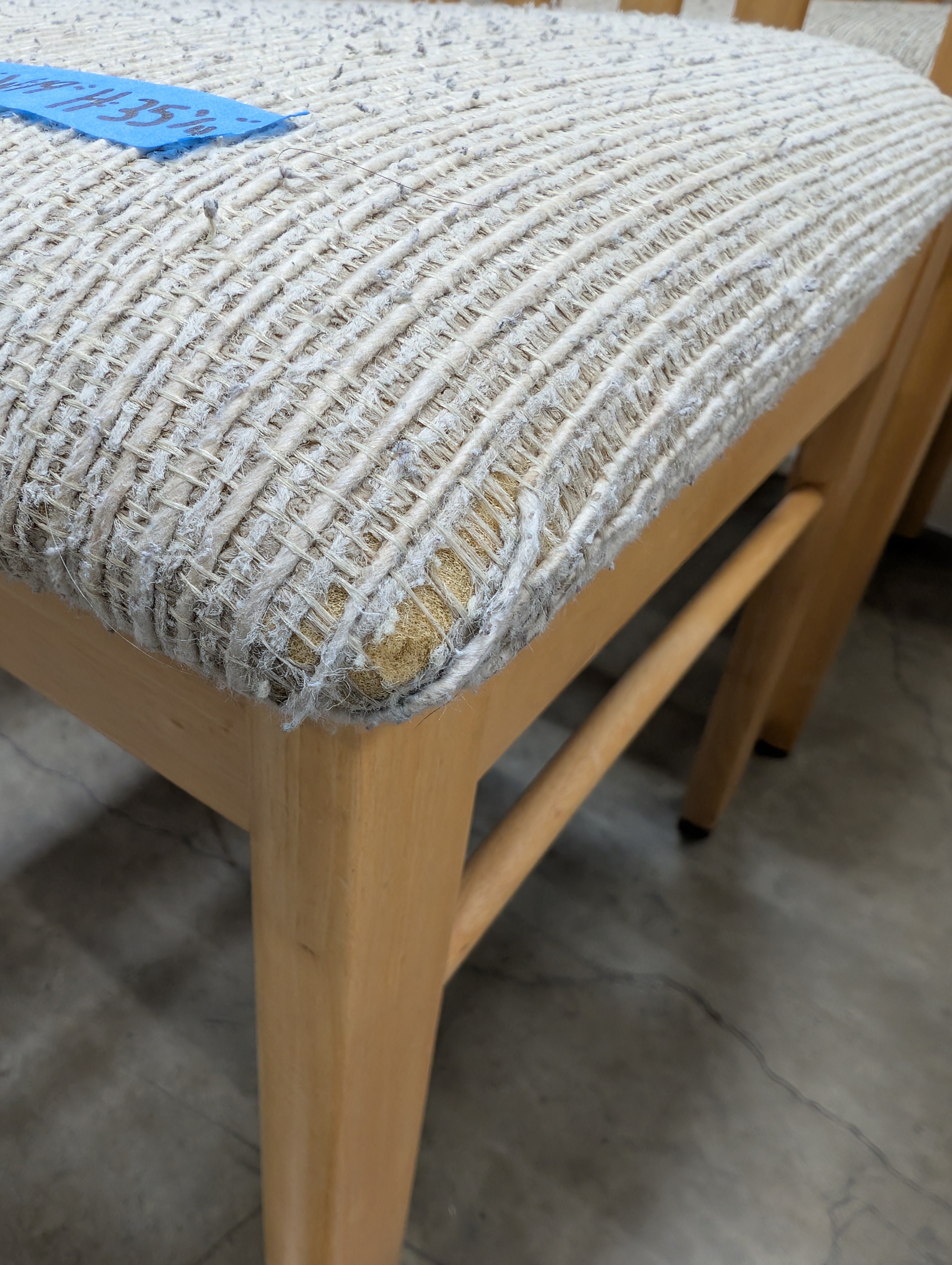 Set of Six Slat-Back Wooden Dining Chair with Padded Seat
