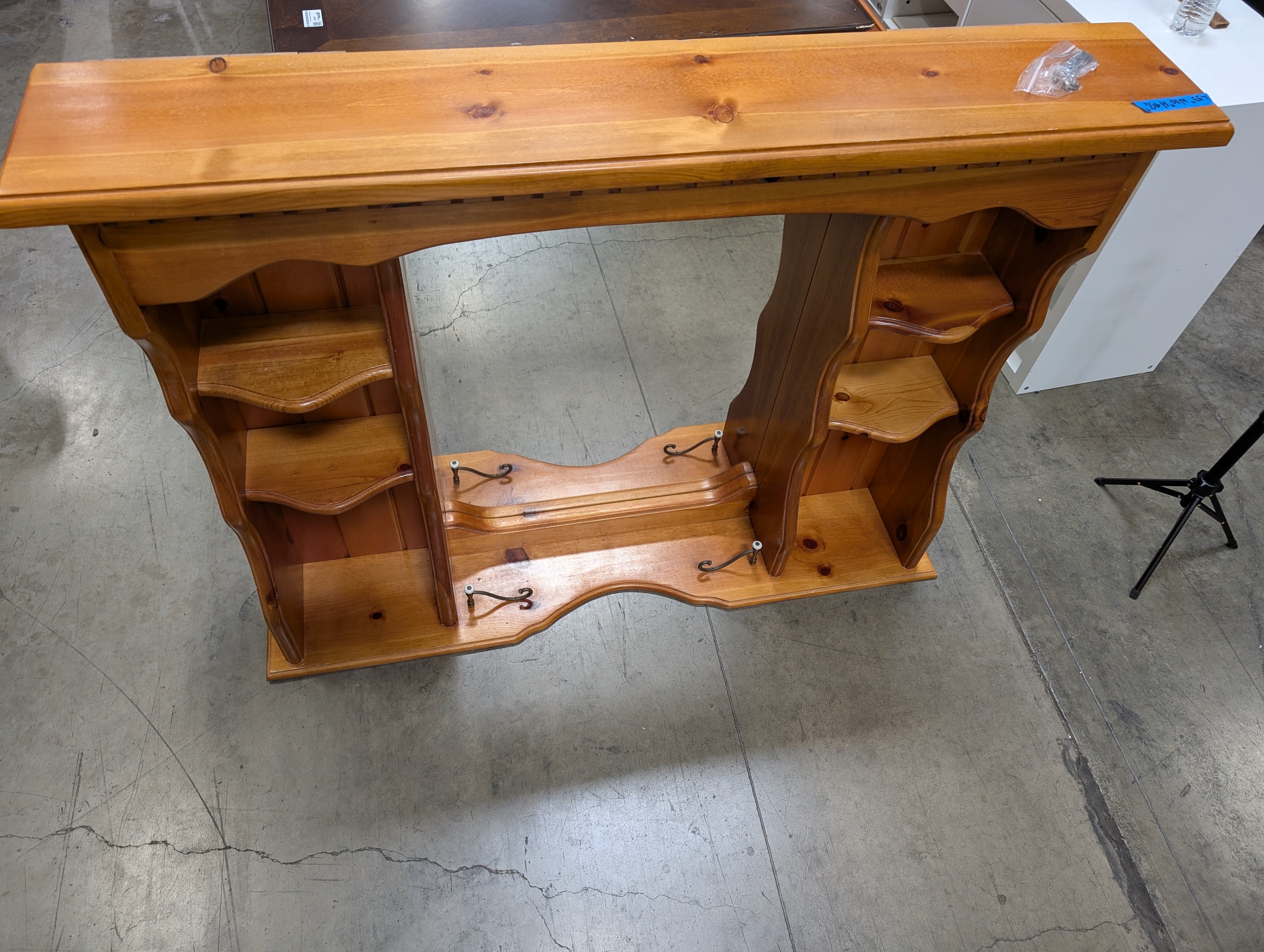 Top Half Rustic Pine Wood Vanity Mirror