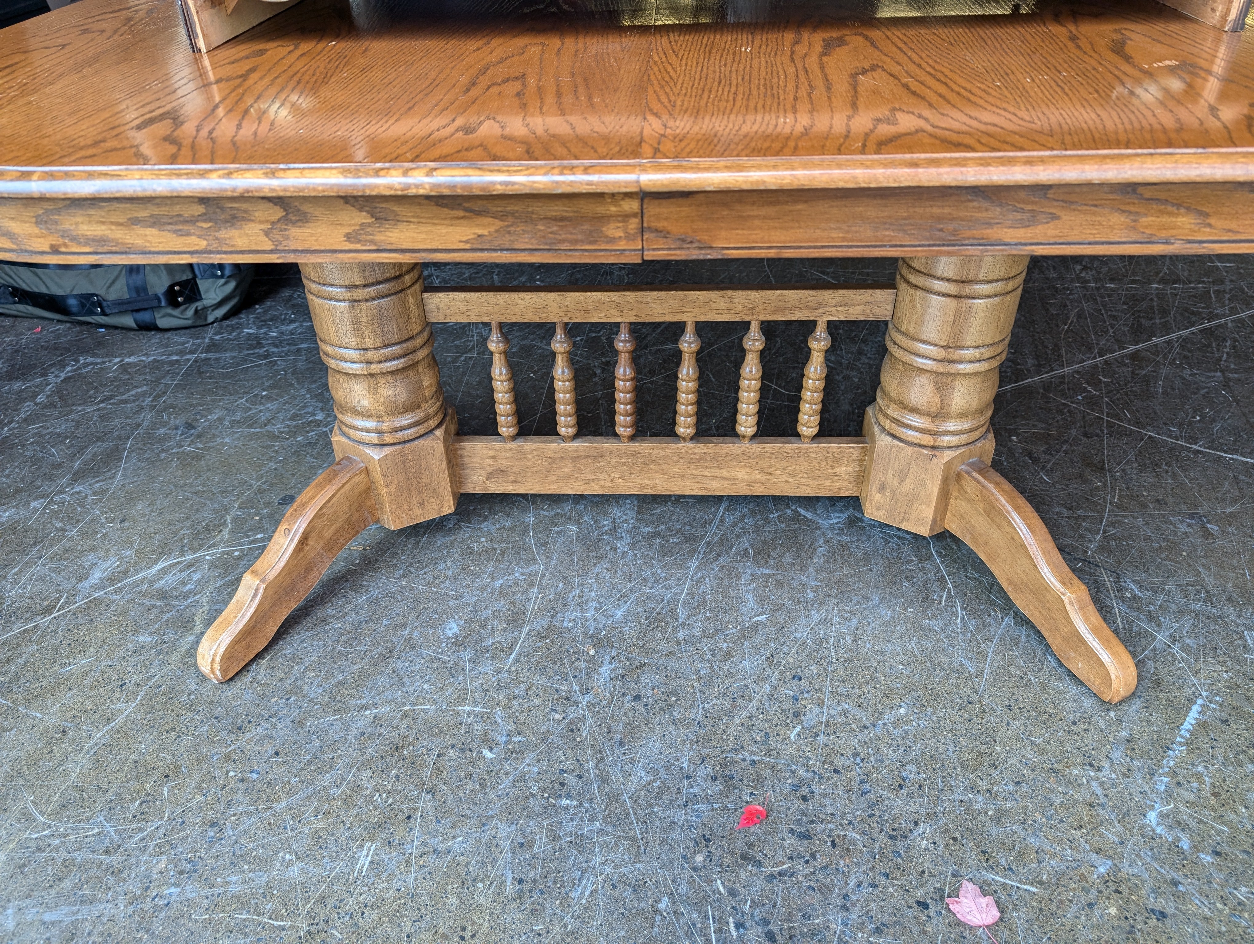 Classic Wood Dining Table Set with seven Windsor Chairs