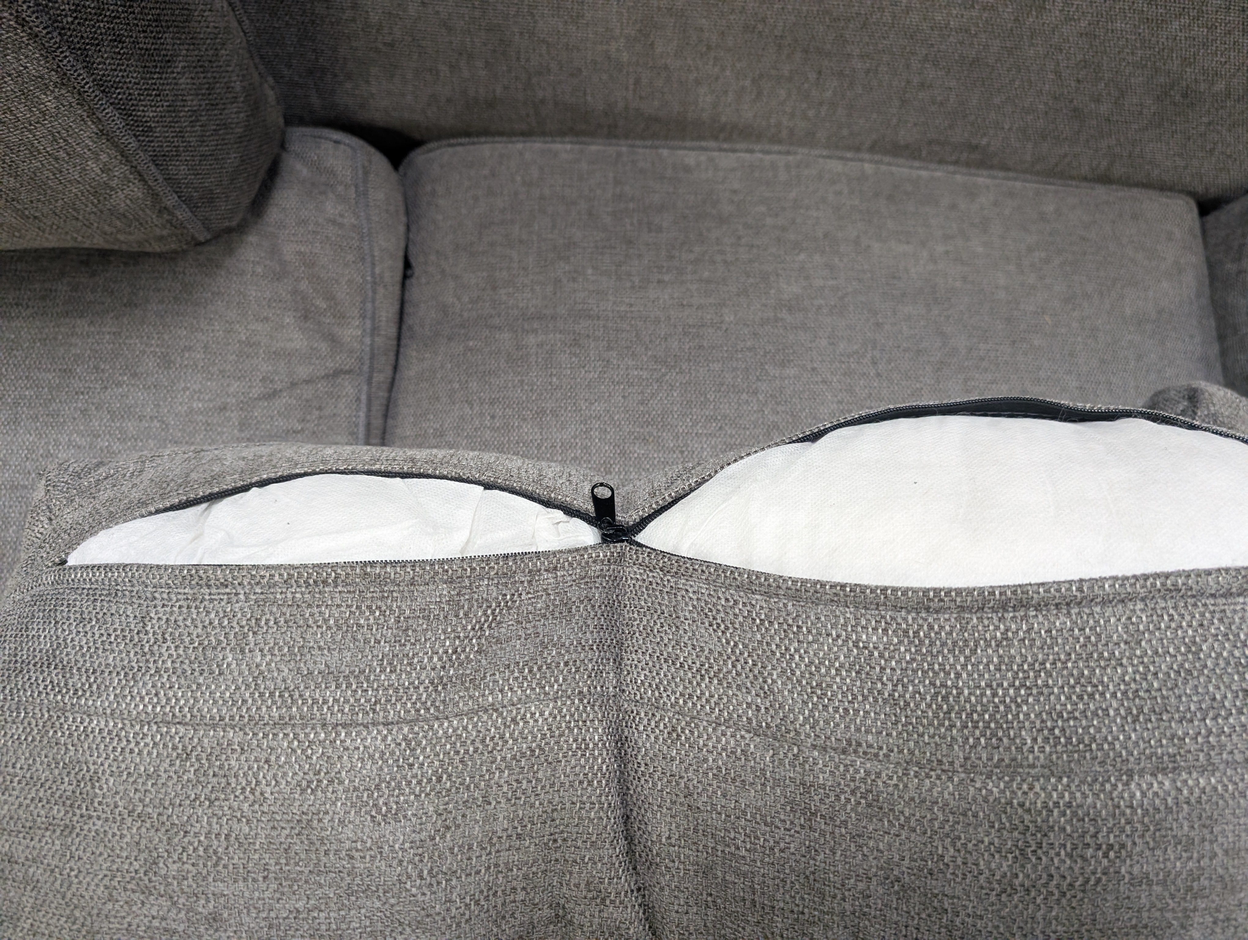 Grey Woven Fabric Sectional Sofa with Tapered Legs