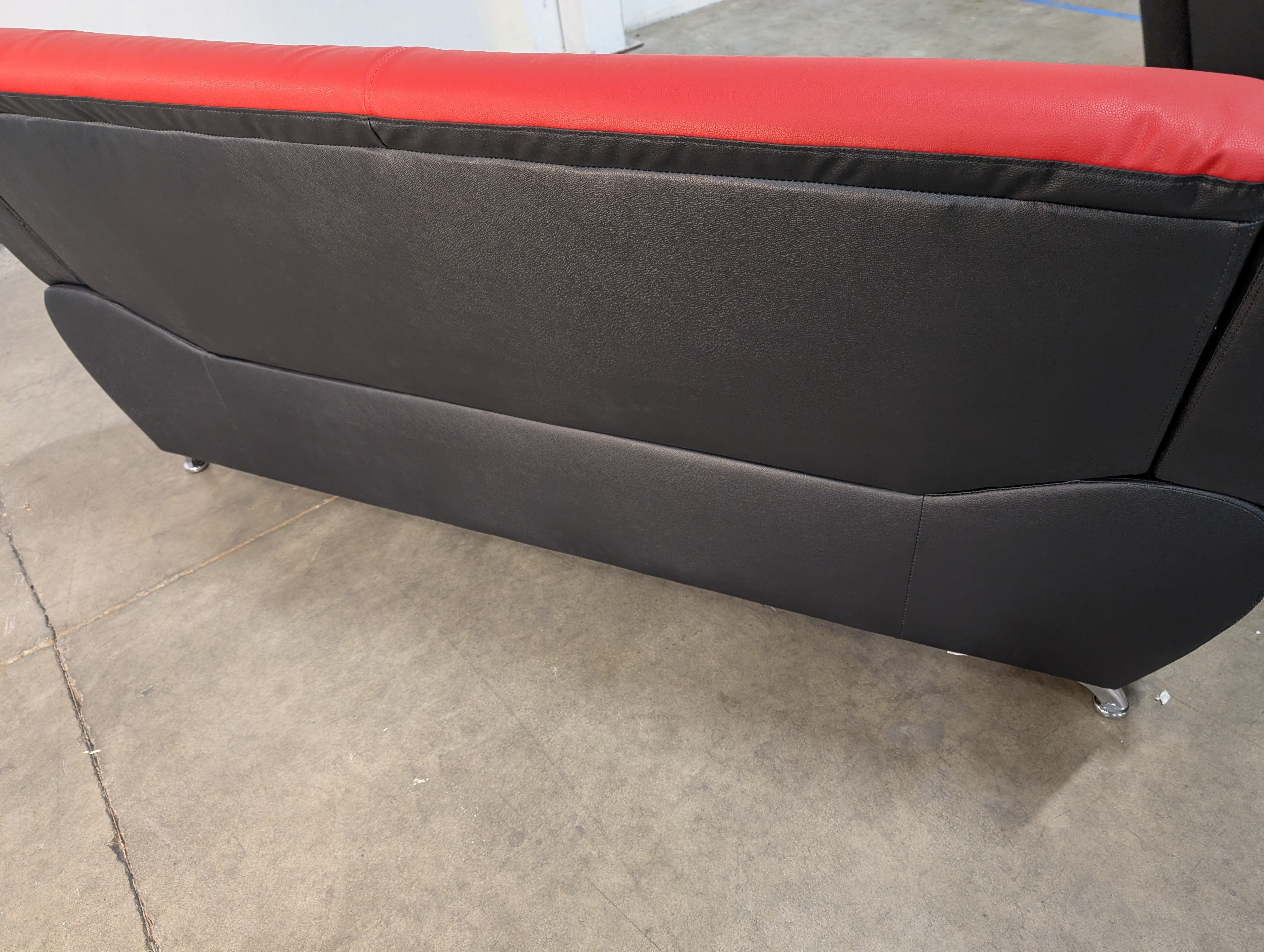 Vibrant Red and Black Three seater with Tufted Accents