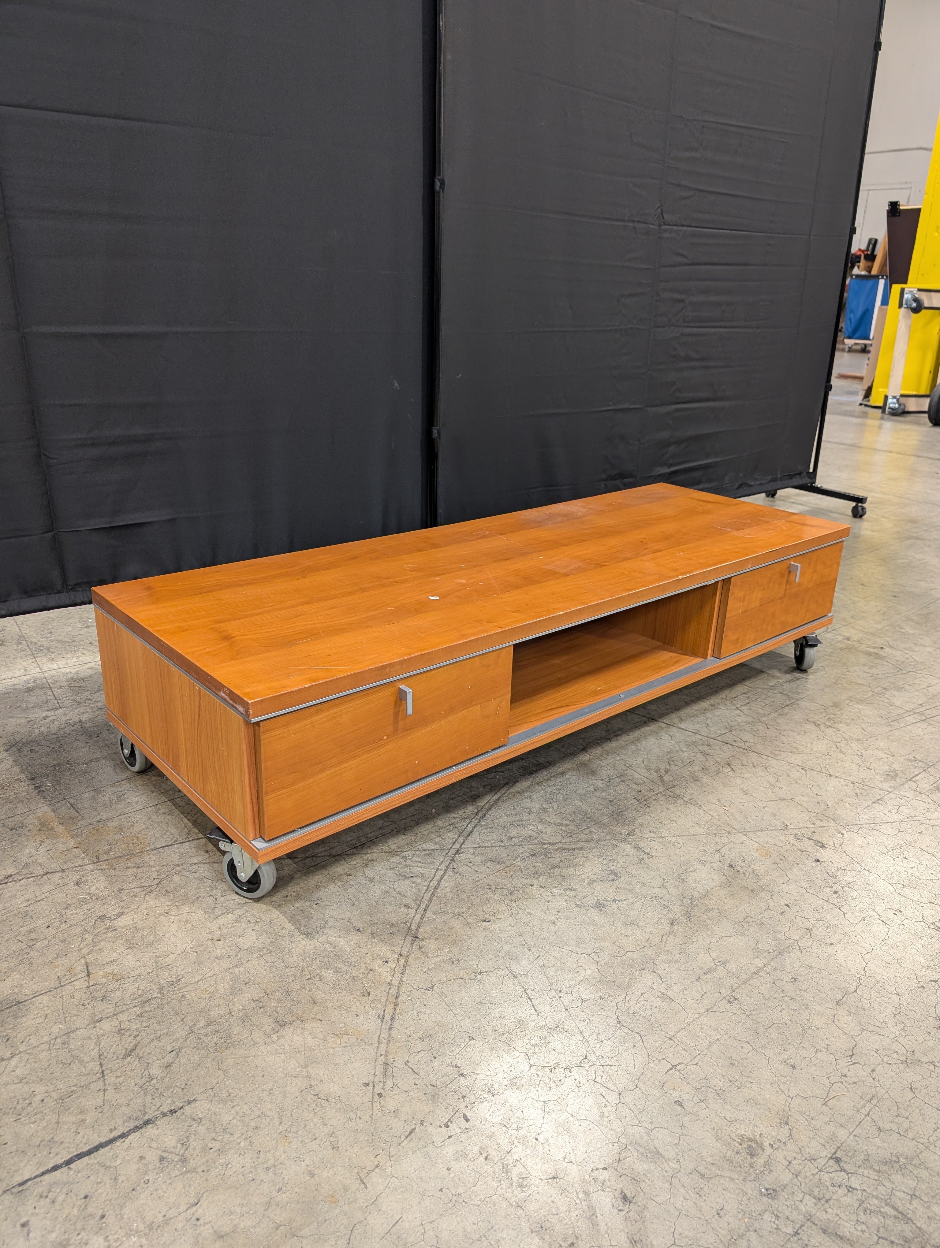 Versatile Wooden Media Console with Integrated Storage