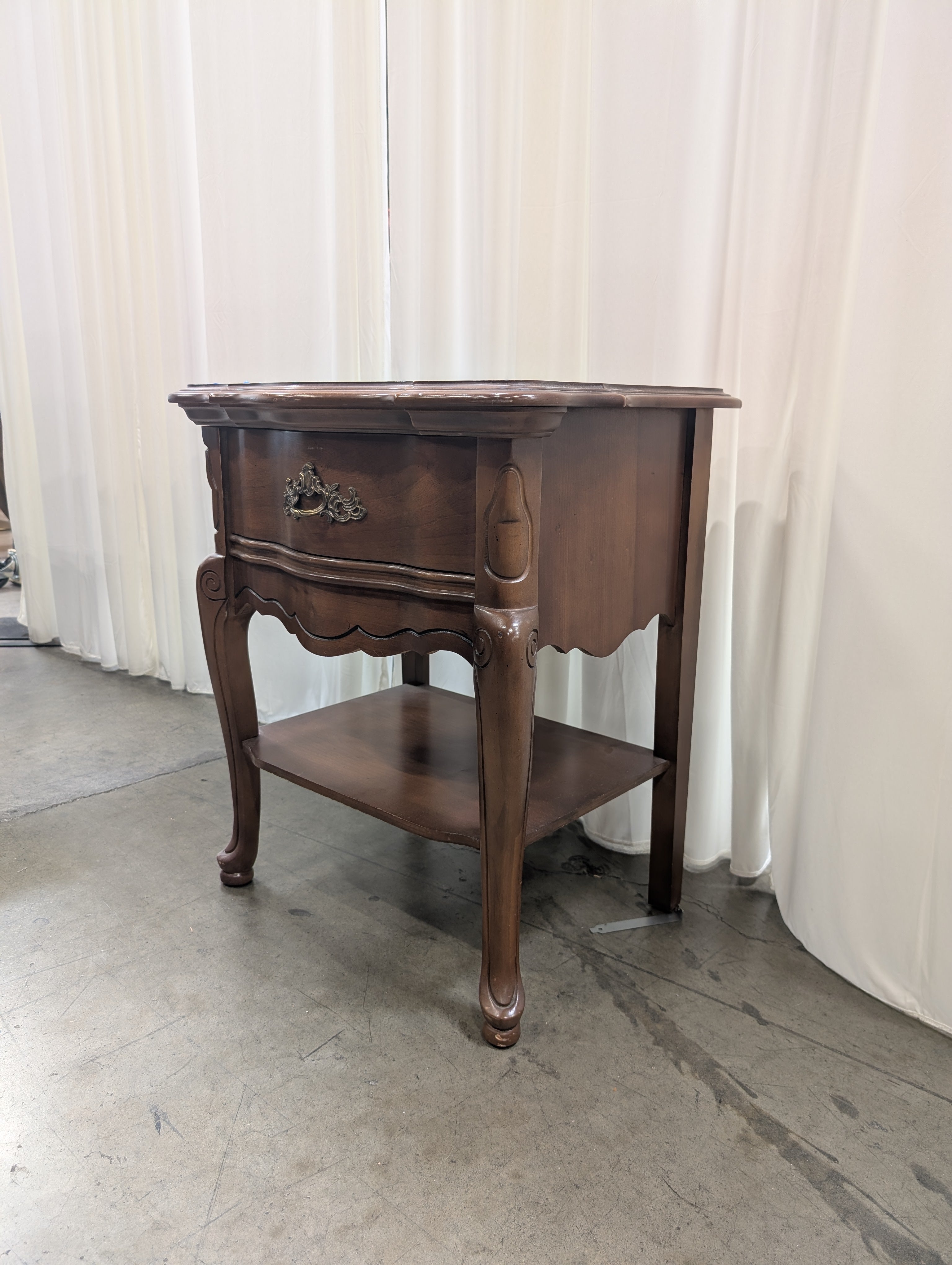 French Provincial One-Drawer Nightstand in Wood