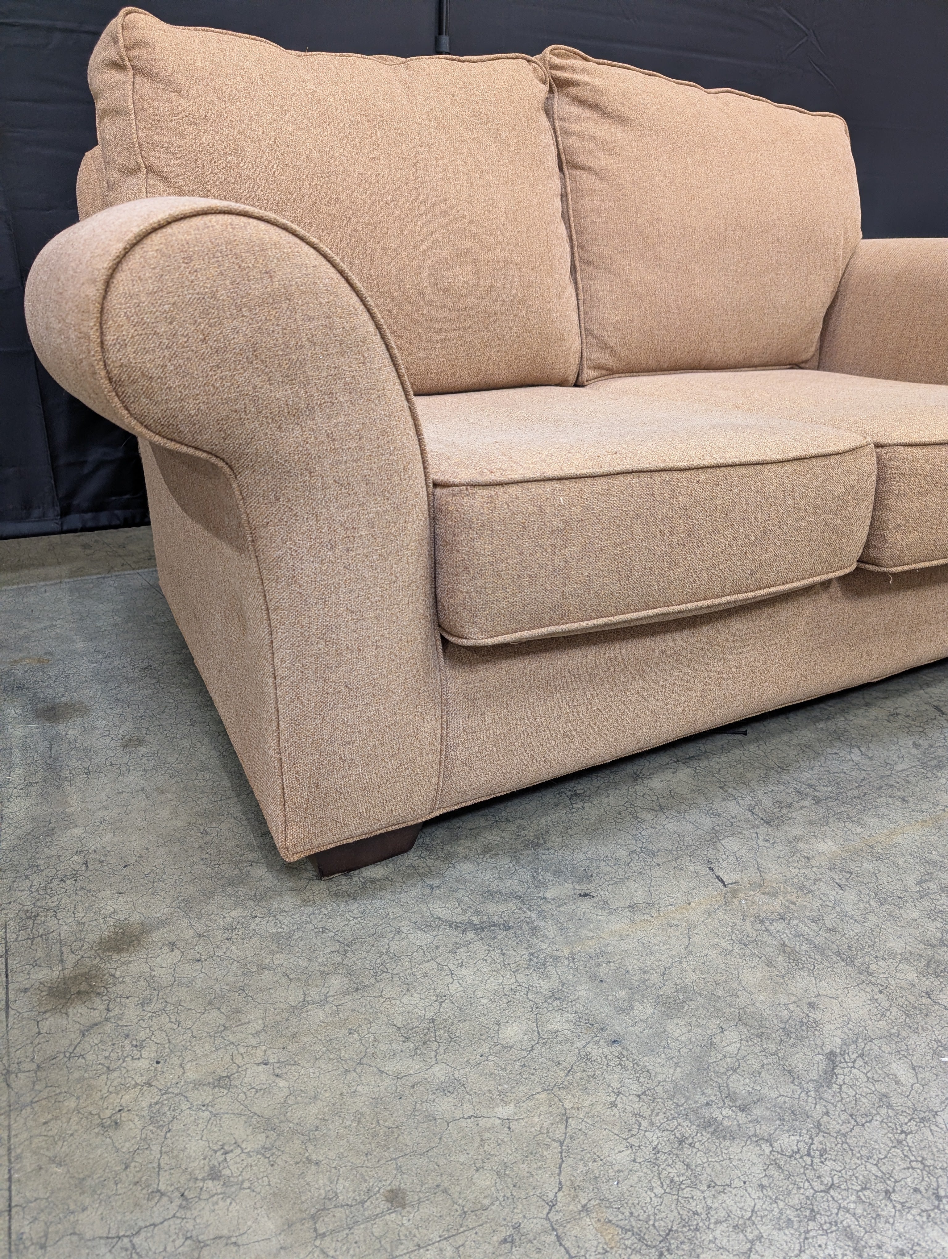 Thomasville Neutral Fabric Two-Seater Sofa with Rolled Arms