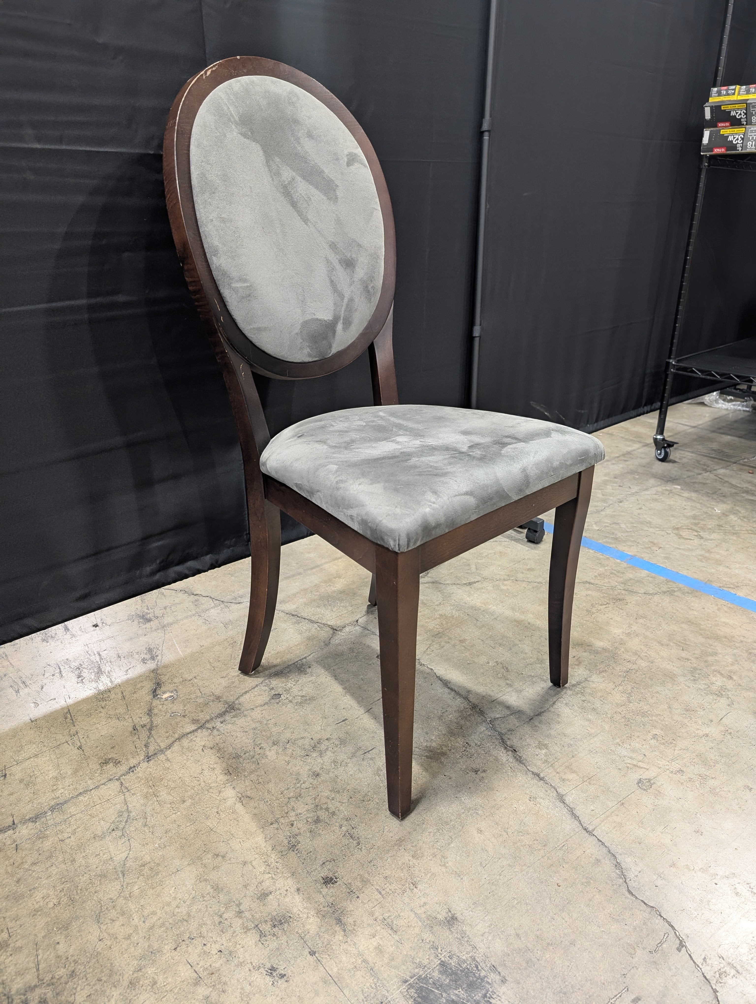 DINEC INC. Upholstered Dining Chair with Oval Back and Walnut Finish