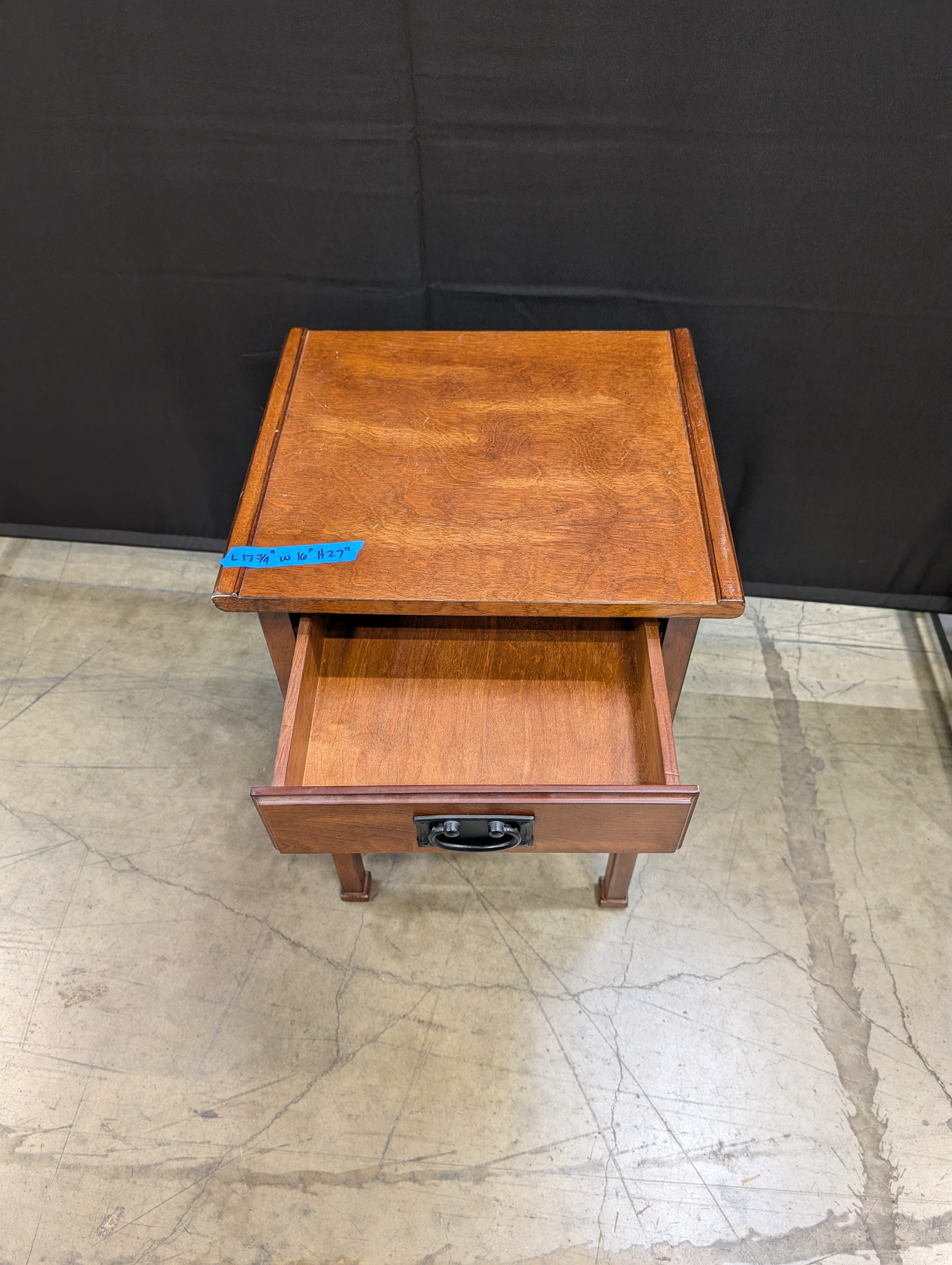Mission Style Wood Side Table with Drawer and Shelf