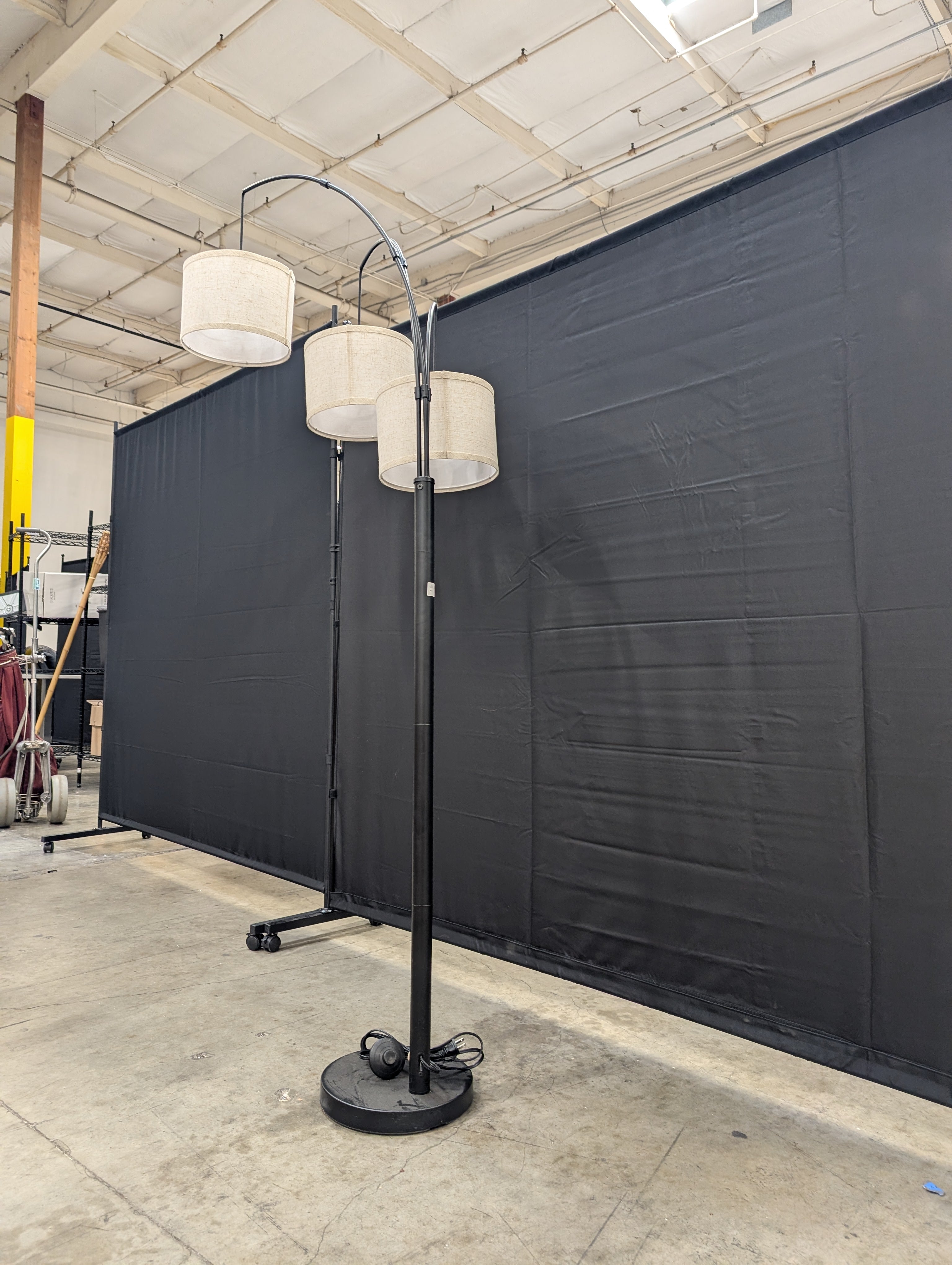 JALECTRIC Modern Arched Triple Head Floor Lamp with Fabric Shades