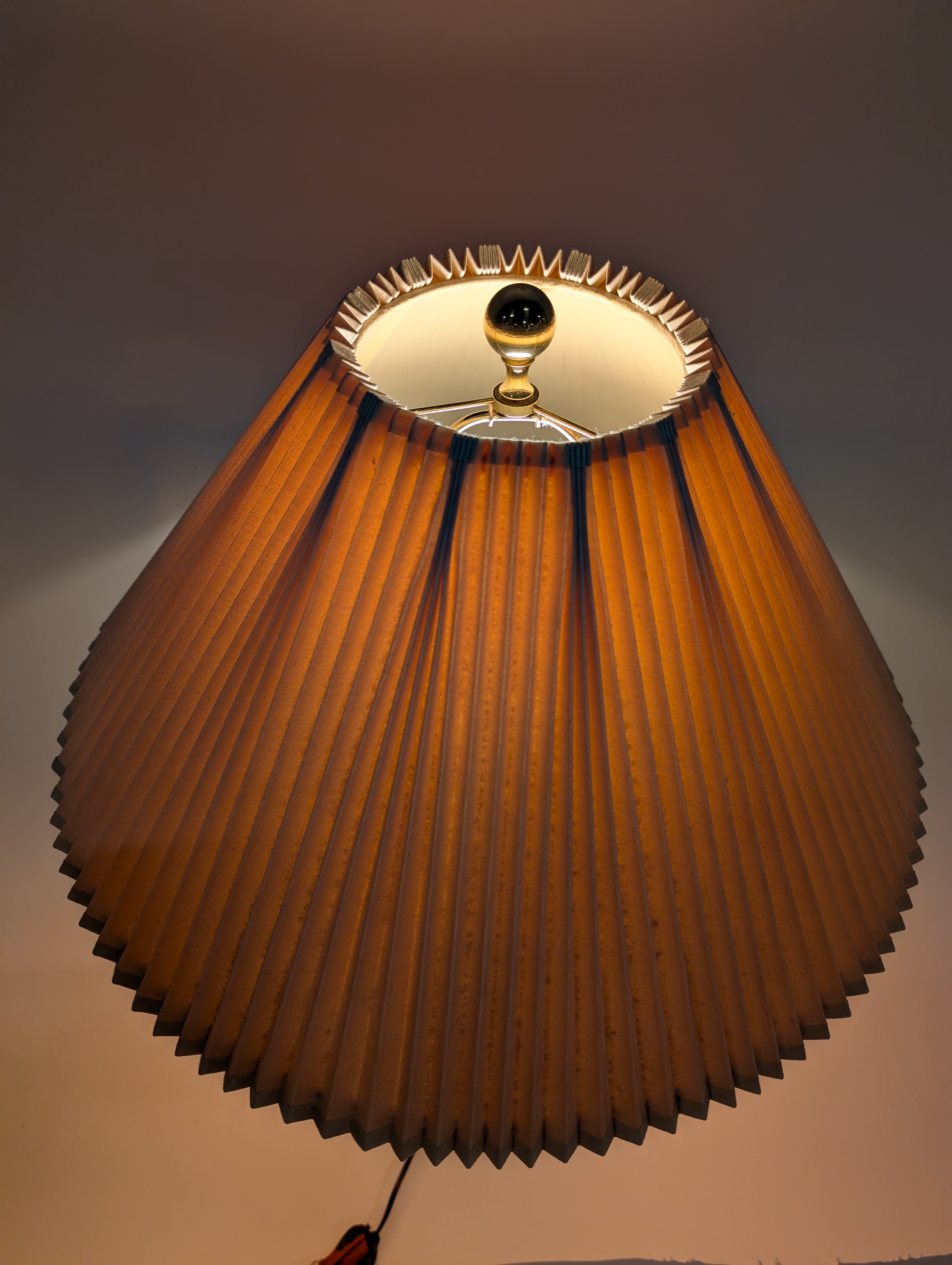 Vintage Style Pleated Shade Table Lamp with Pink Ceramic Glass Base