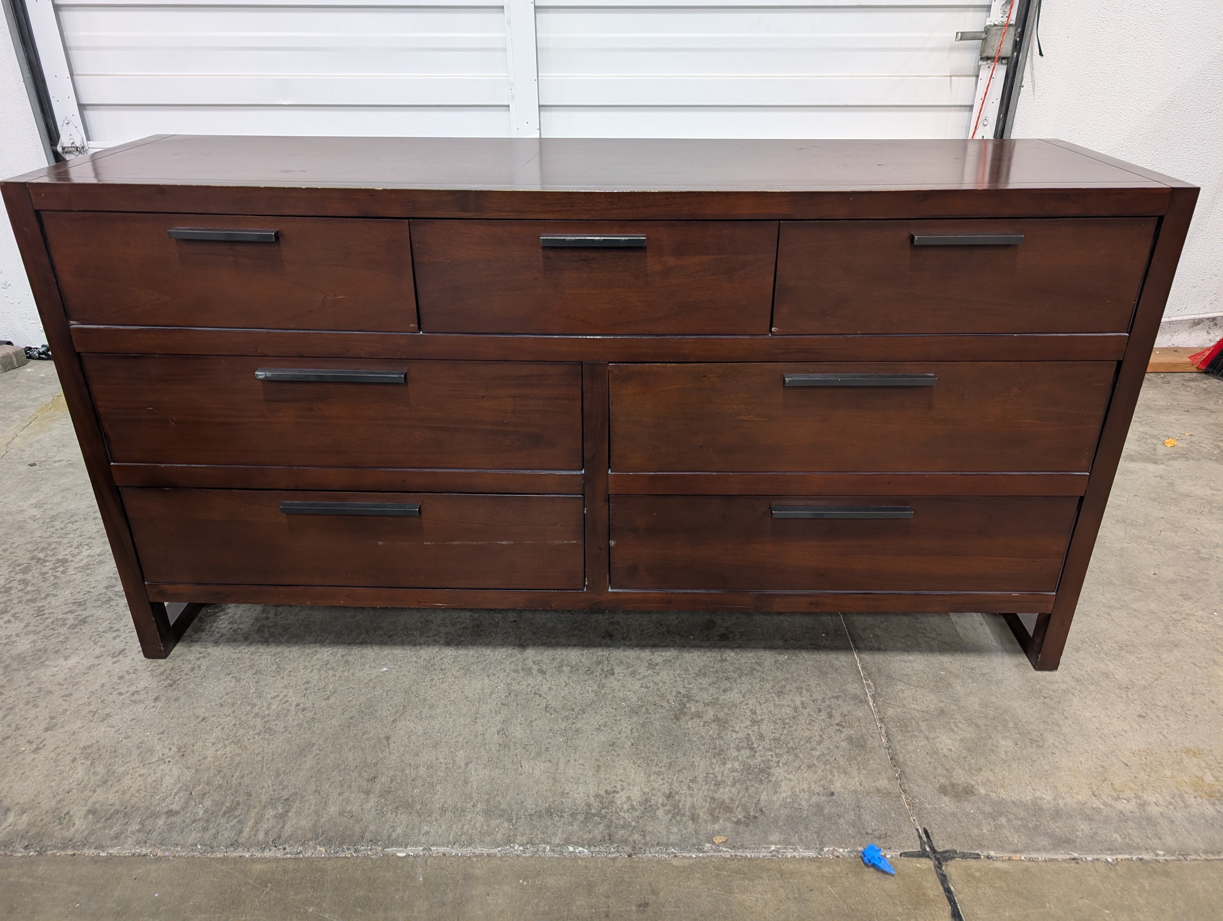 Modern Dark Brown Casana Wood Six-Drawer Dresser