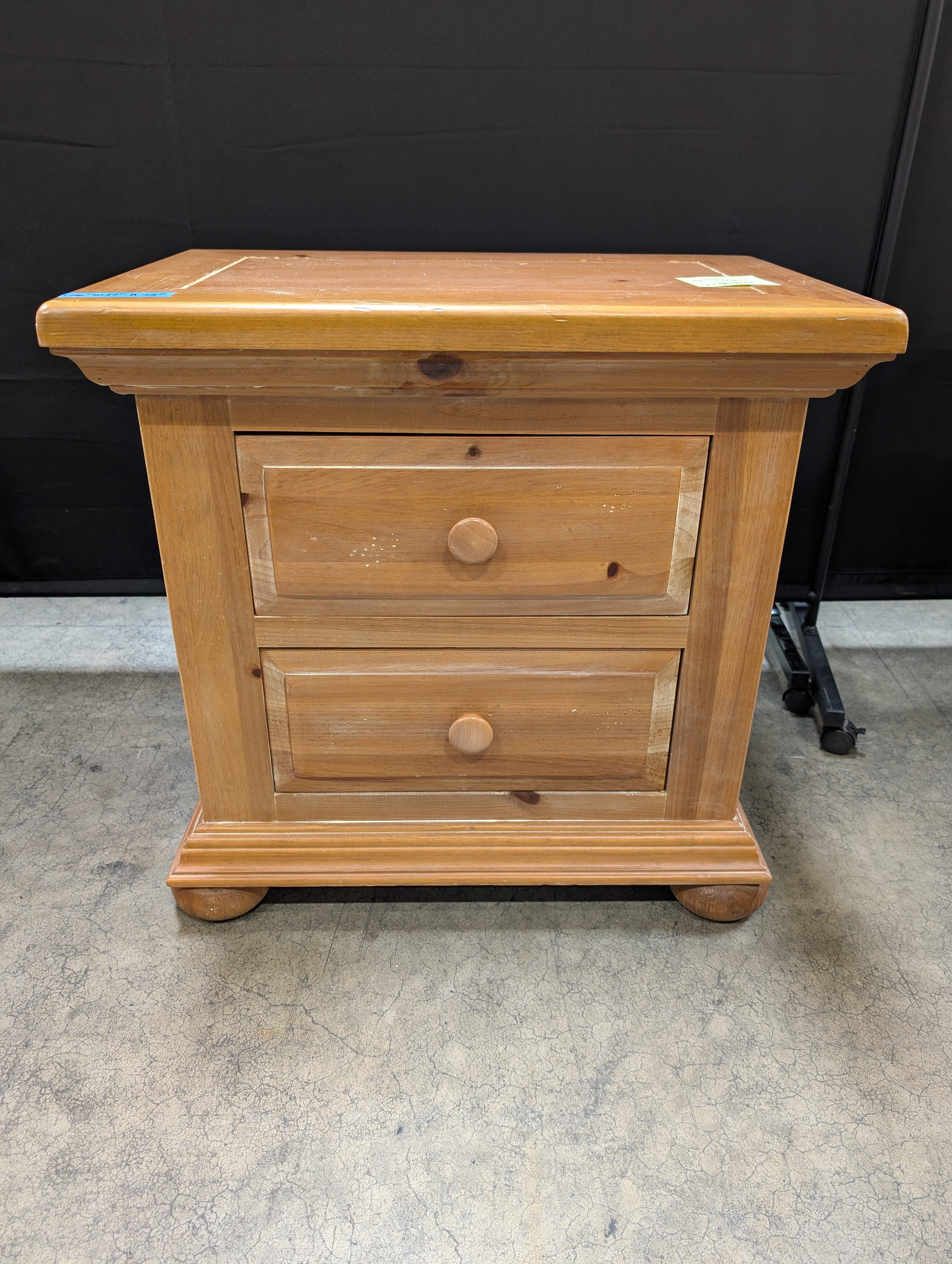 Rustic Pine Wood Broyhill Two-Drawer Nightstand