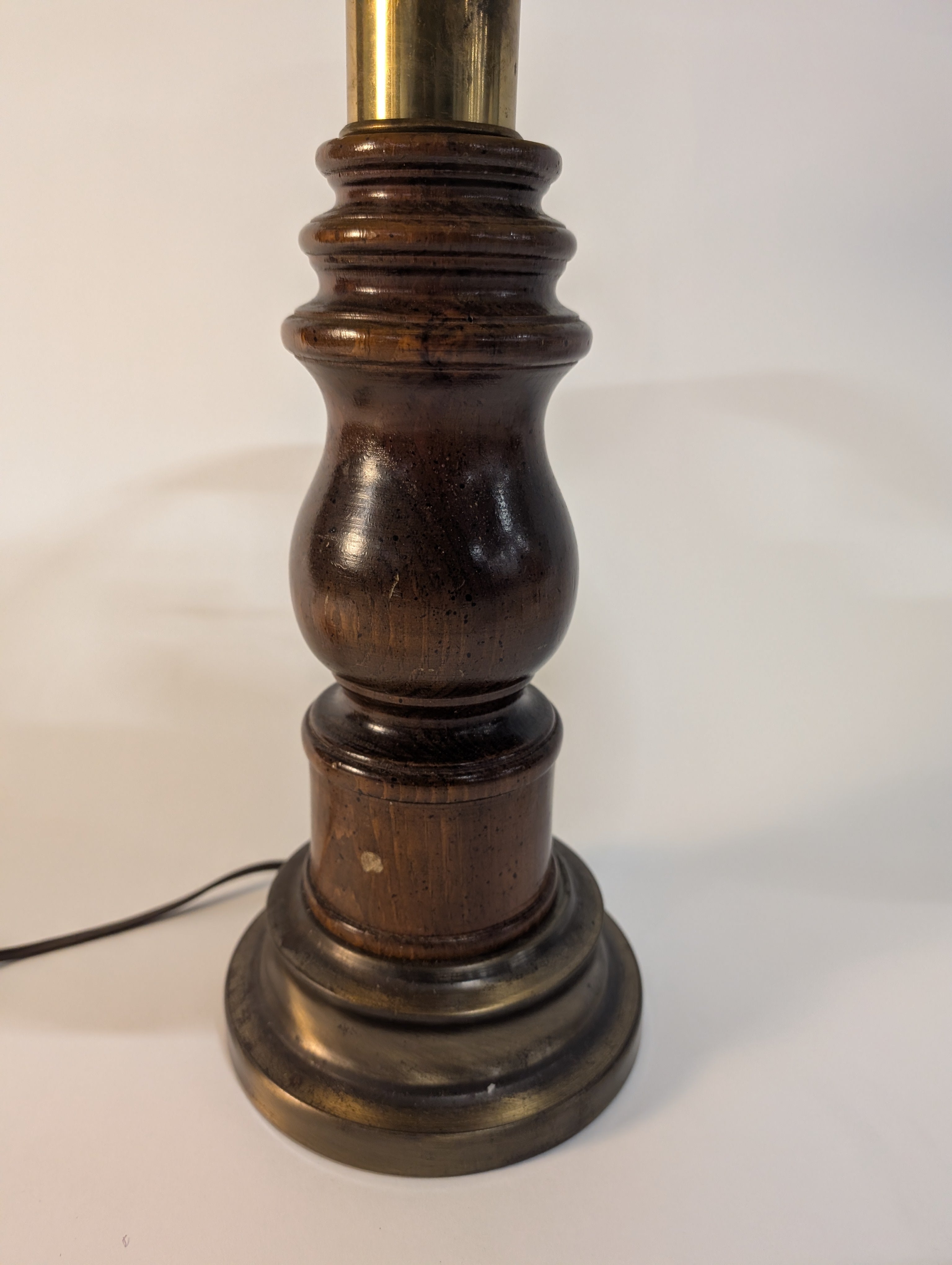 Traditional Dark Wood Accent Lamp with Cream Fabric Shade