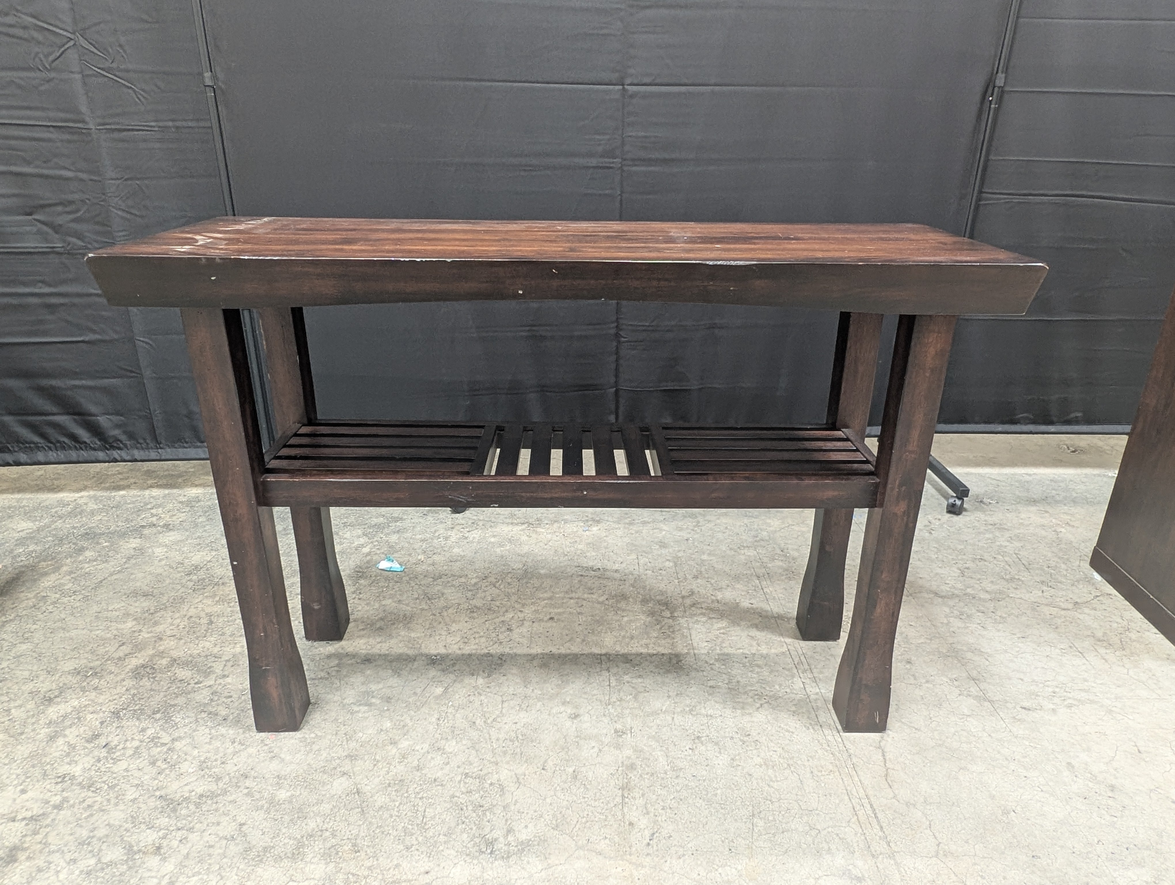 Dark Wood Console Table with Slatted Shelf