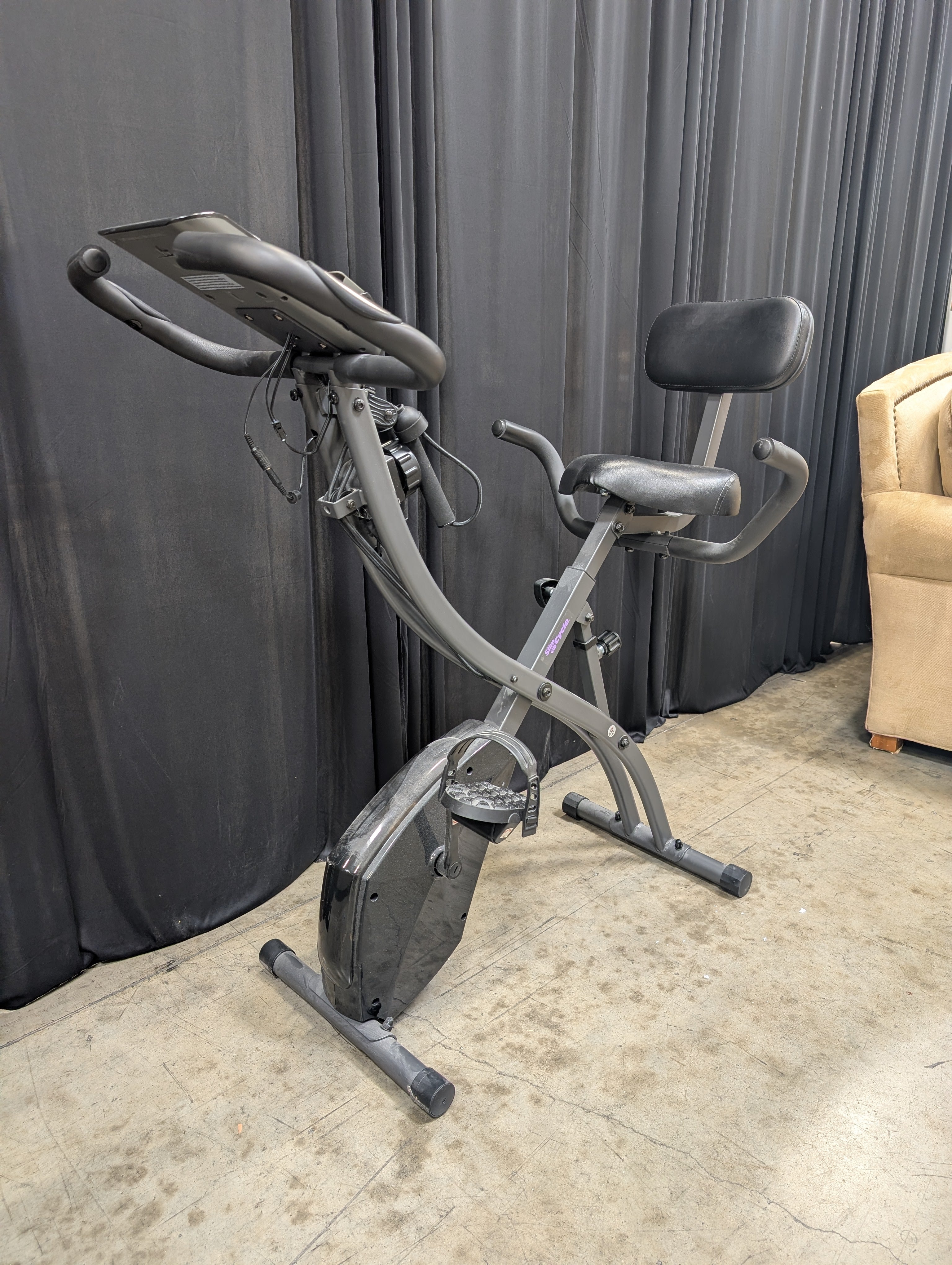 Slim Cycle Folding Stationary Bike with Resistance Bands