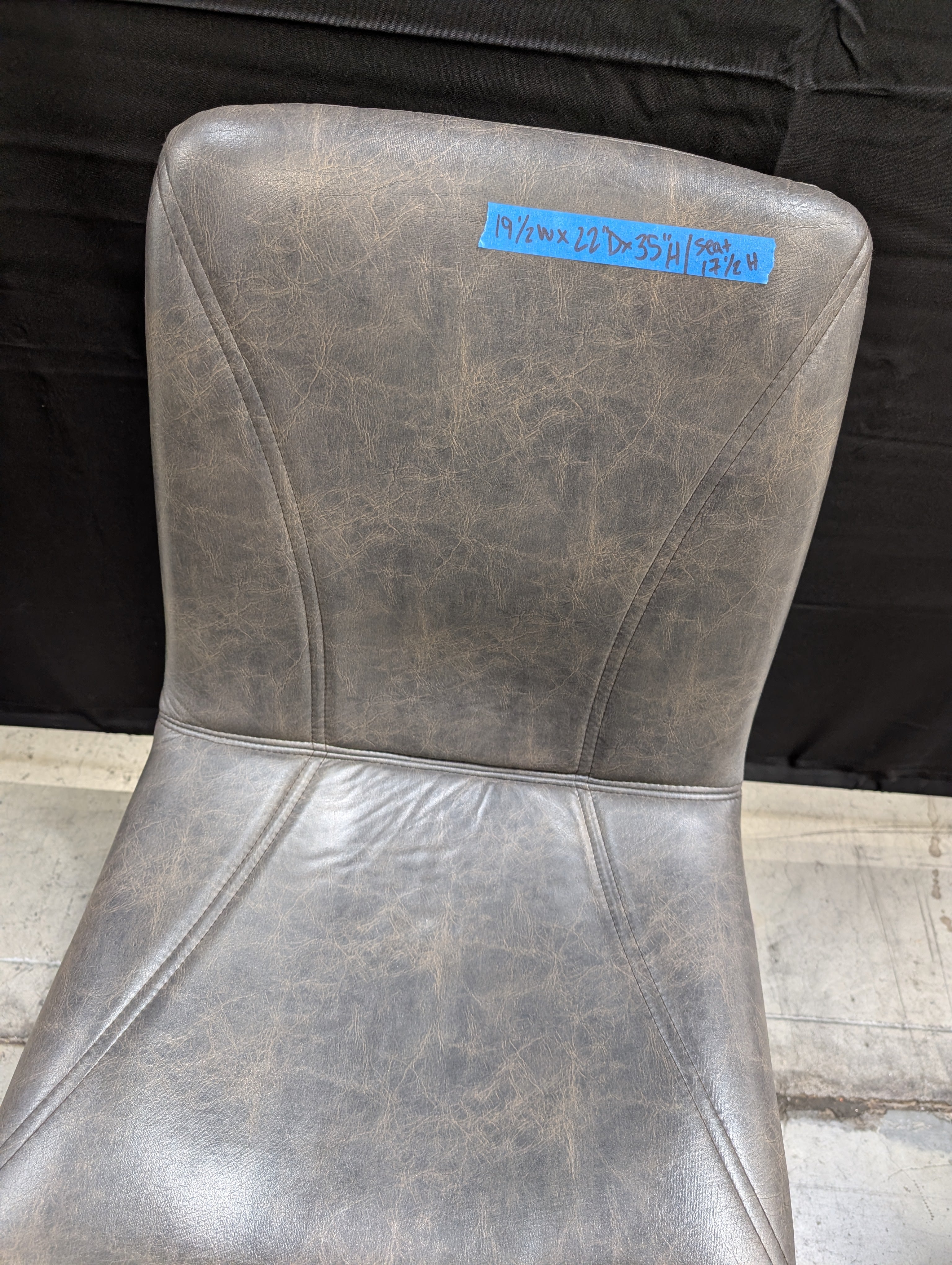 Distressed Gray Faux Leather Dining Chair with Hairpin Legs