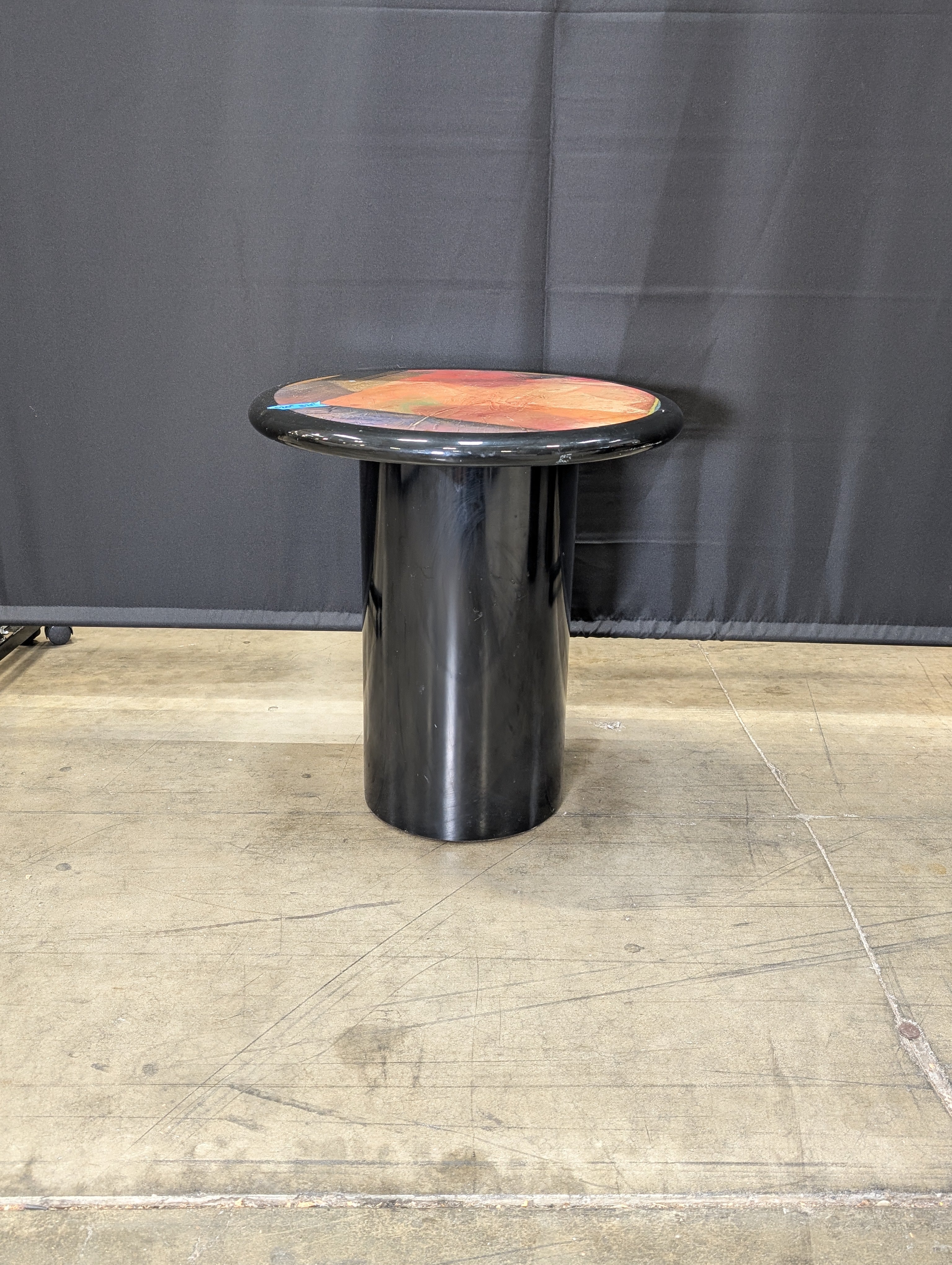 Vibrant Abstract Round Accent Table Black Pedestal Base