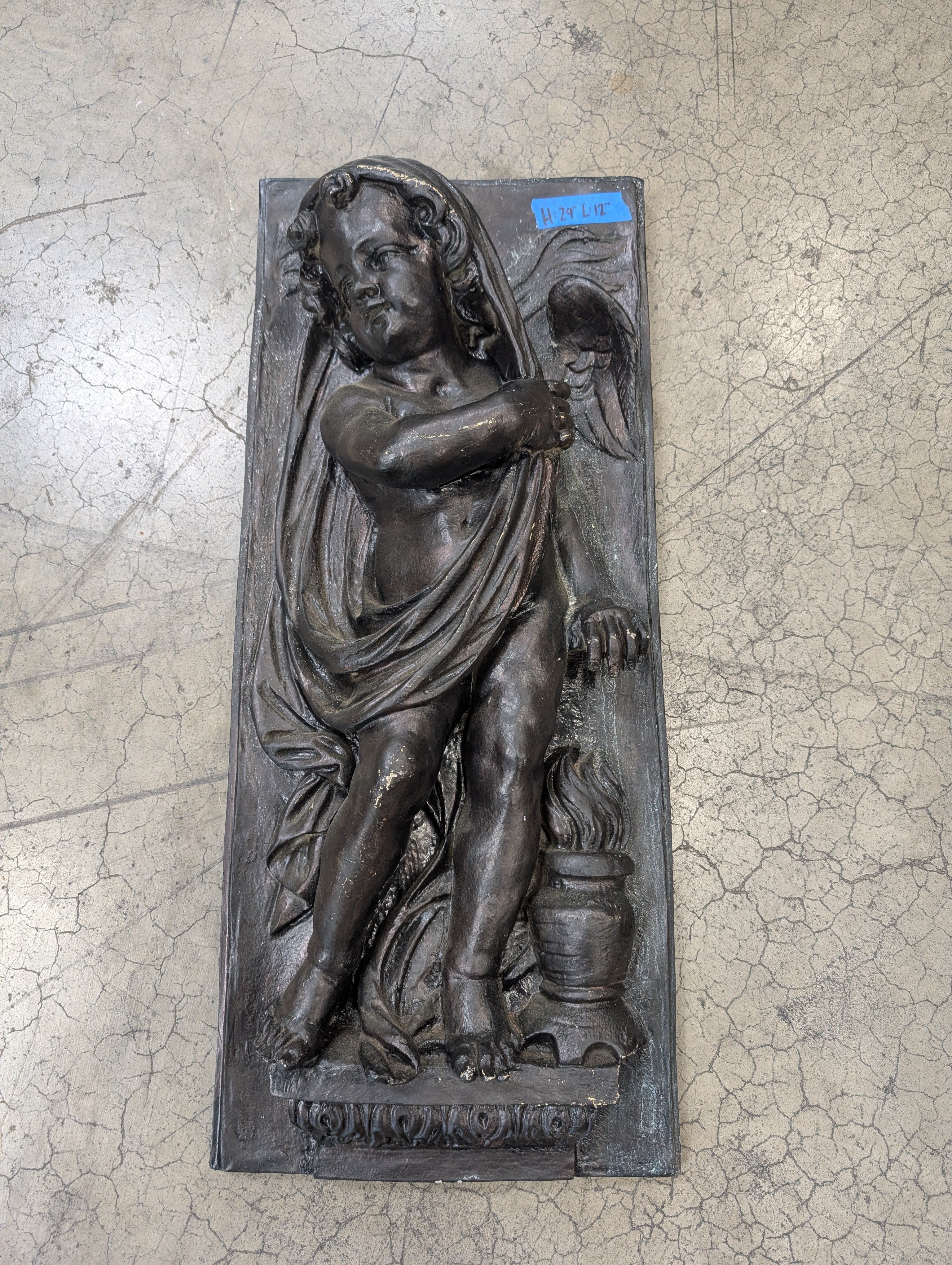 Classical Cherub Relief Plaque in Dark Bronz