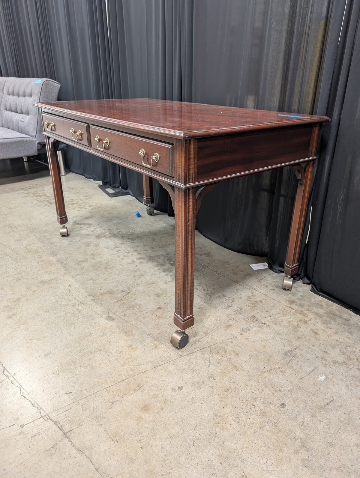 Traditional Dark Wood Desk with Casters