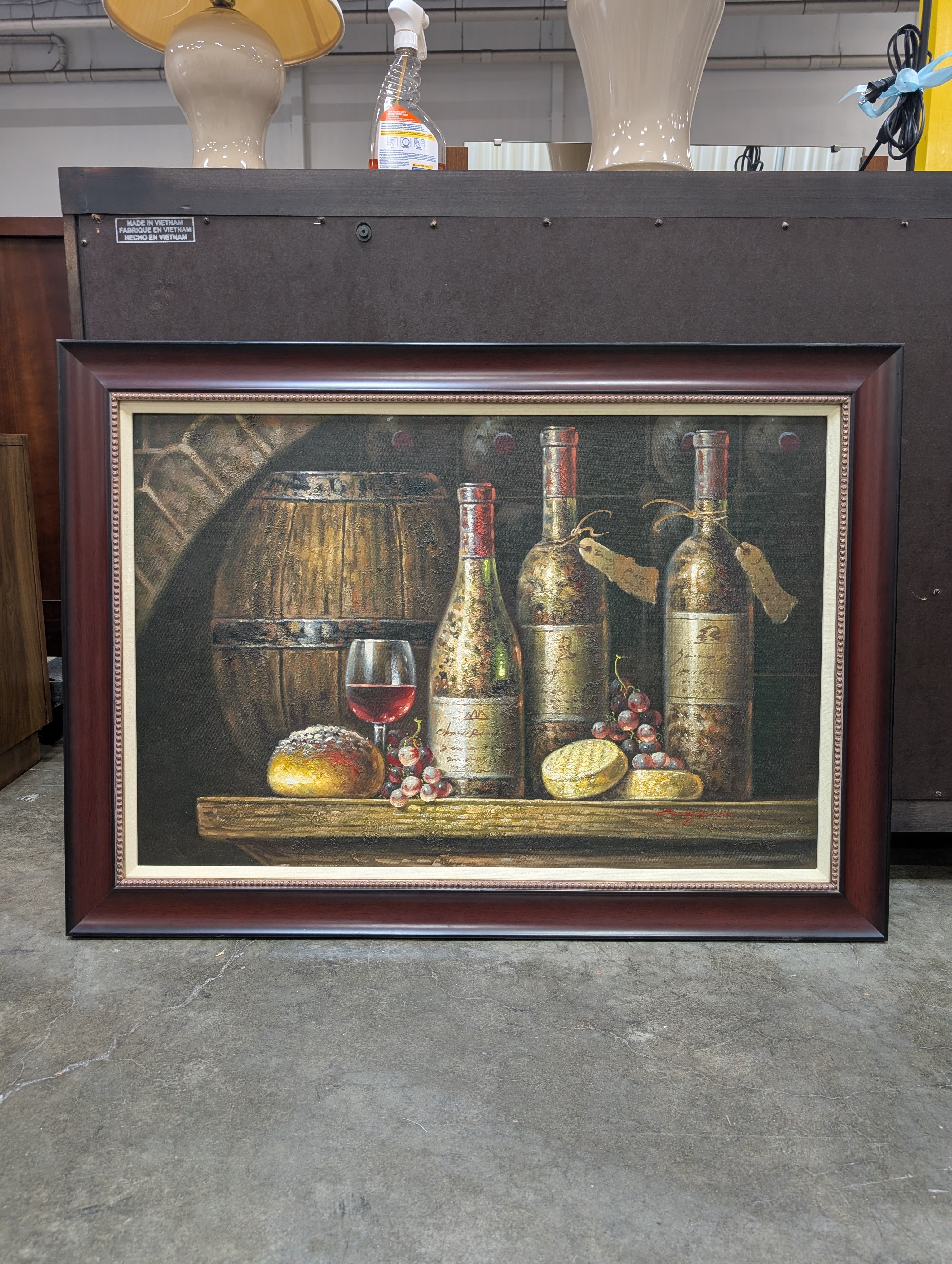 Tuscan Still Life Framed Painting with Wine Motif