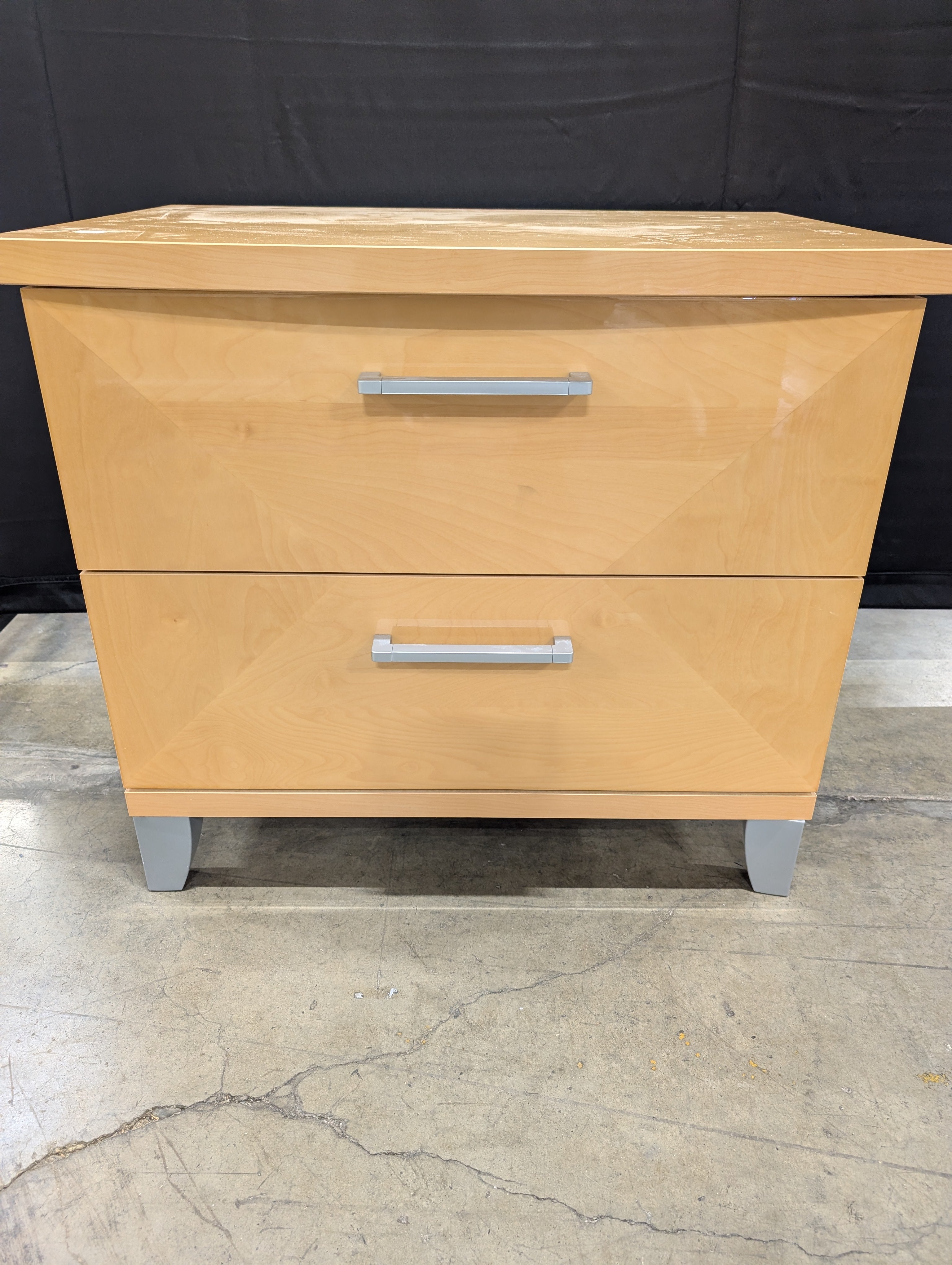 Modern Light Wood Two-Drawer Nightstand