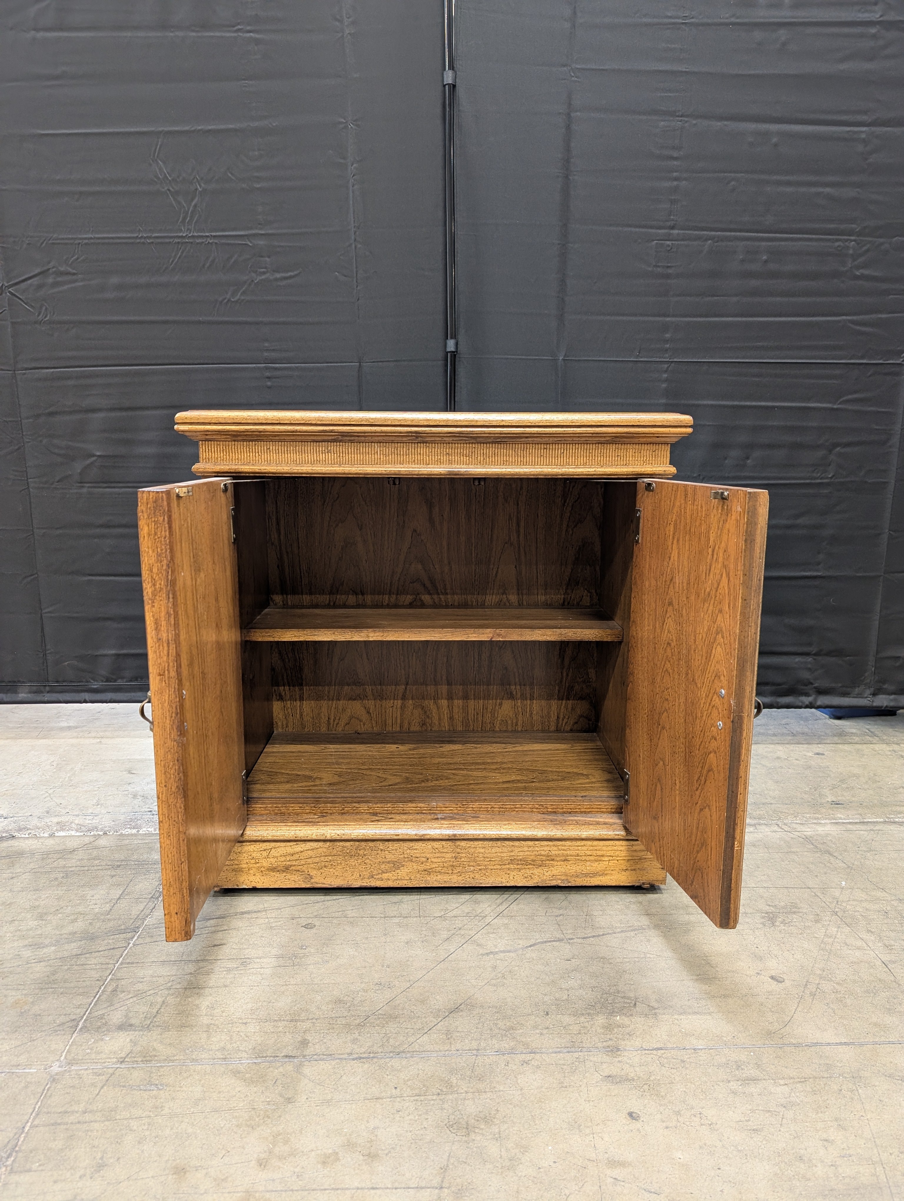Vintage Chinoiserie Wood Storage Cabinet with Painted Bamboo Motif