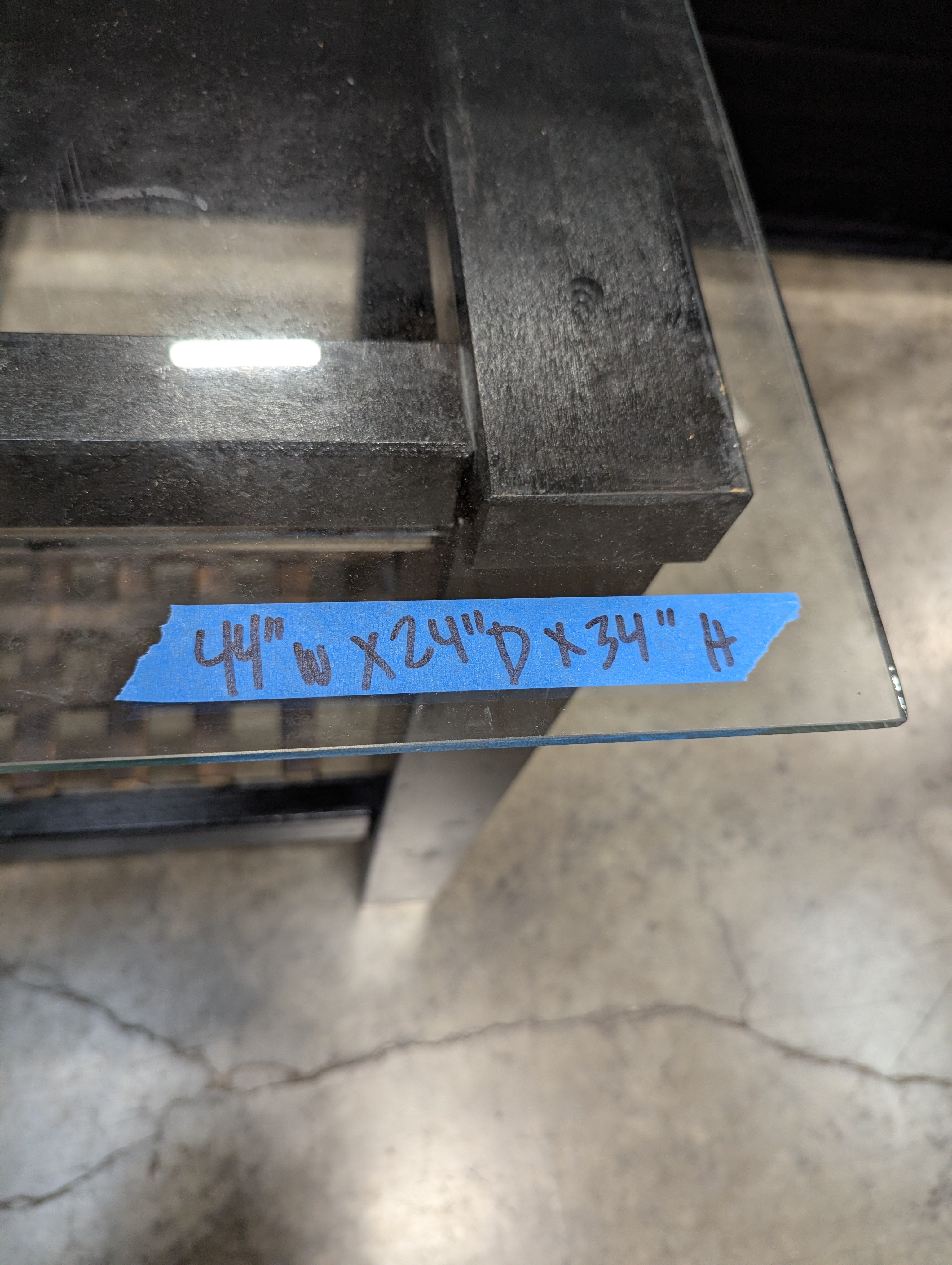 Modern Industrial Glass Top Kitchen Island Prep Table with Metal Rack
