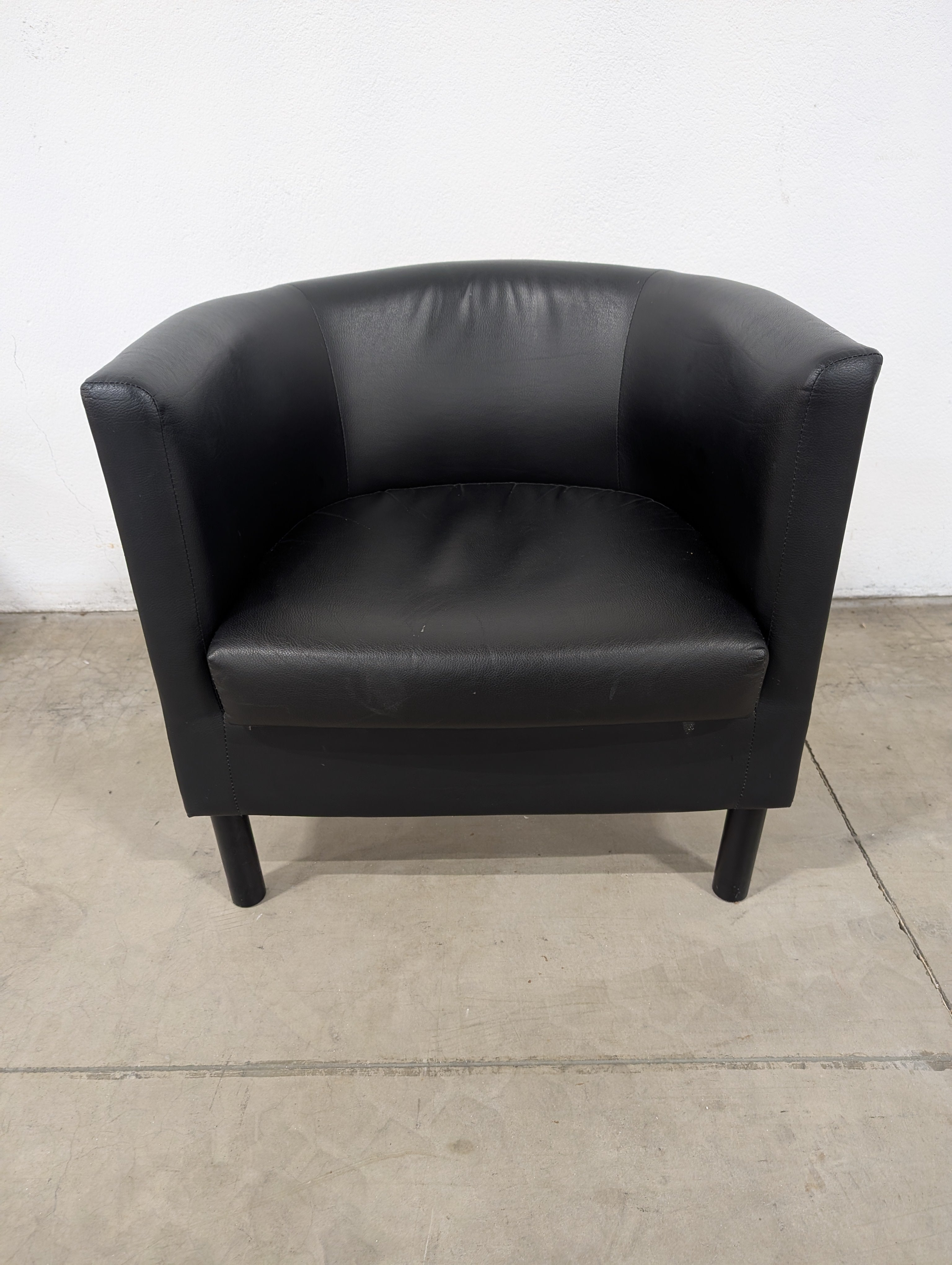 Modern Black Leather Club Accent Chair