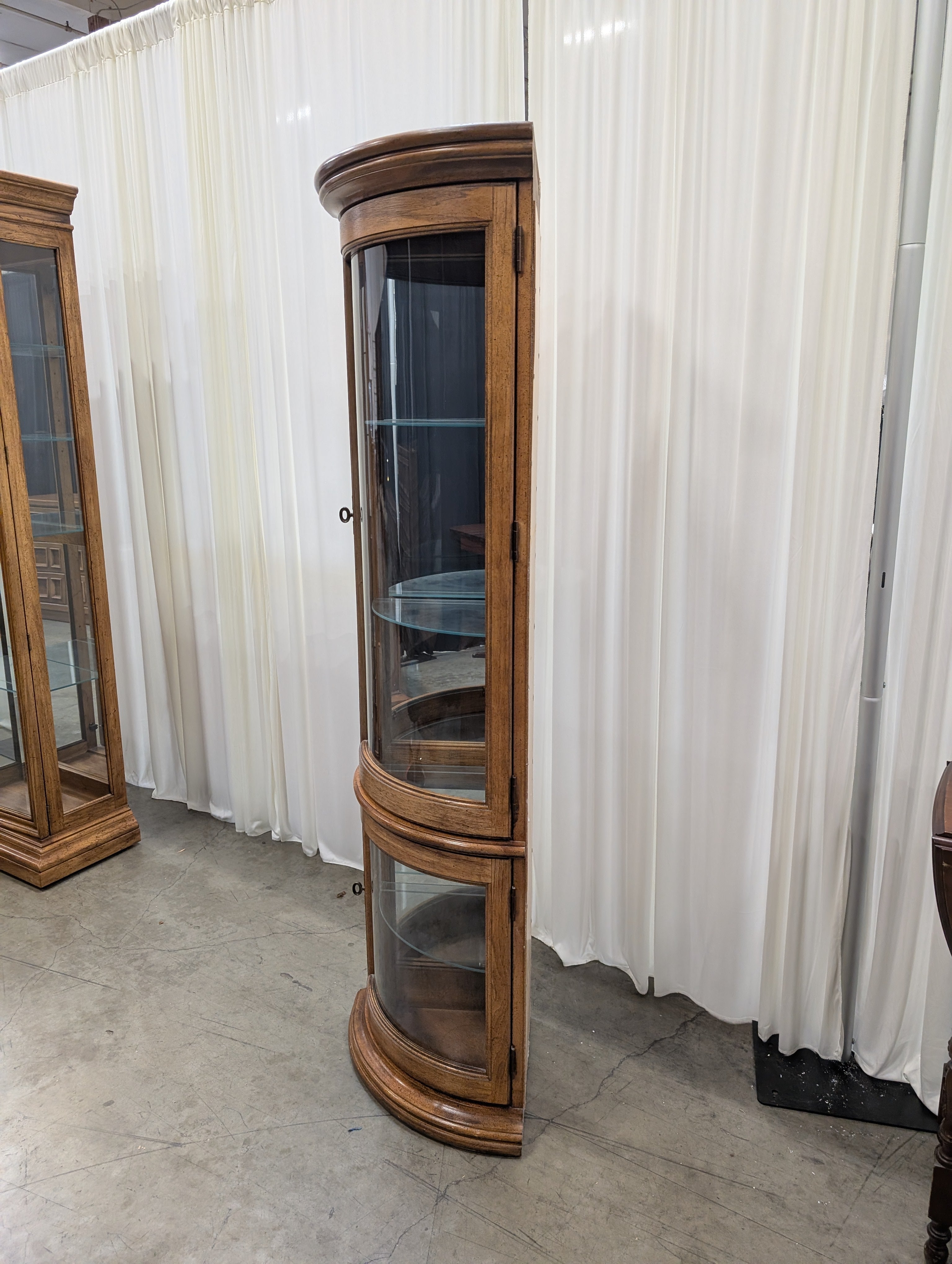 Traditional Oak Corner China Cabinet with Glass Shelves