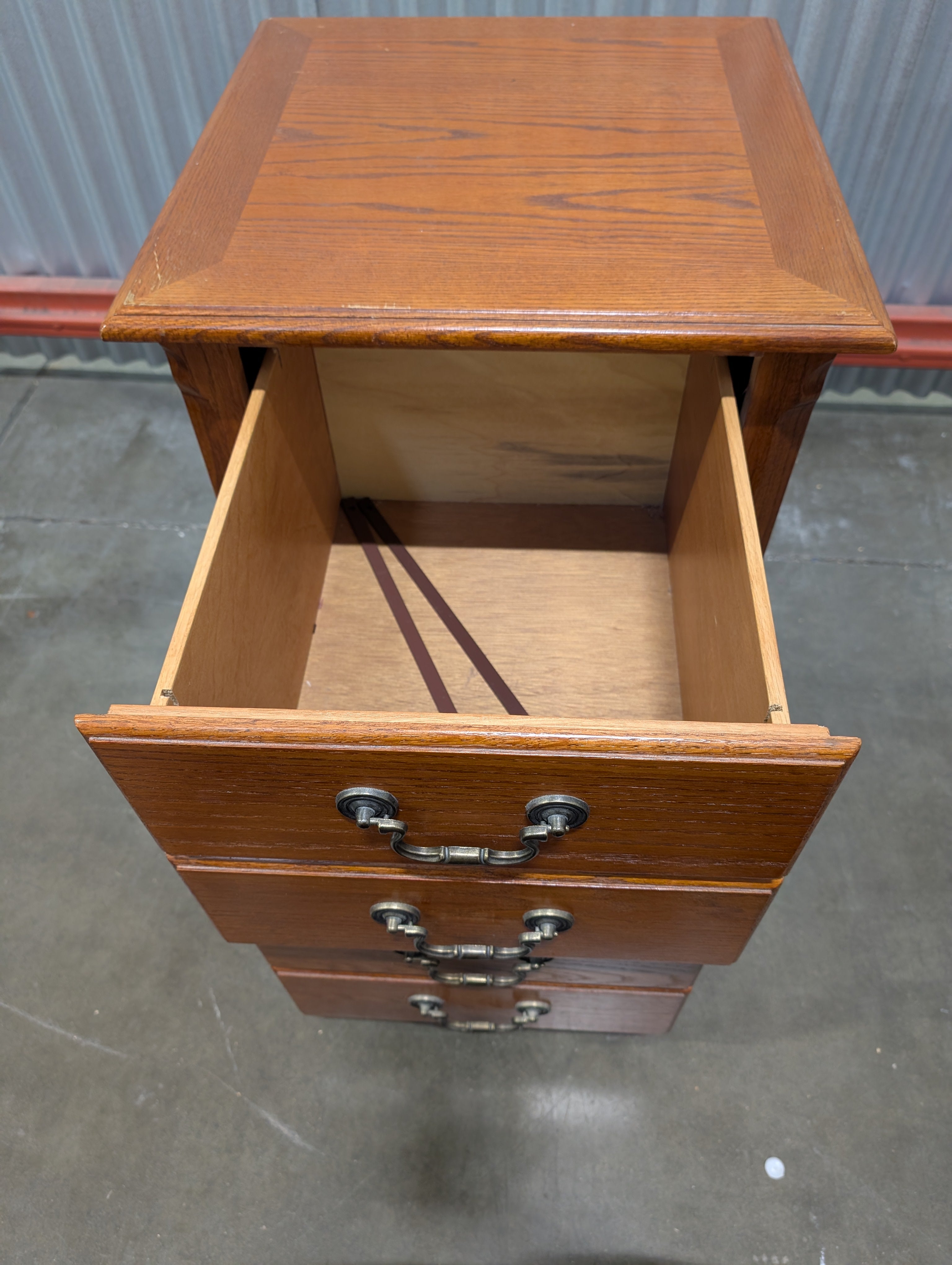 Two-Drawer Wooden file cabinet with Ornate Pulls