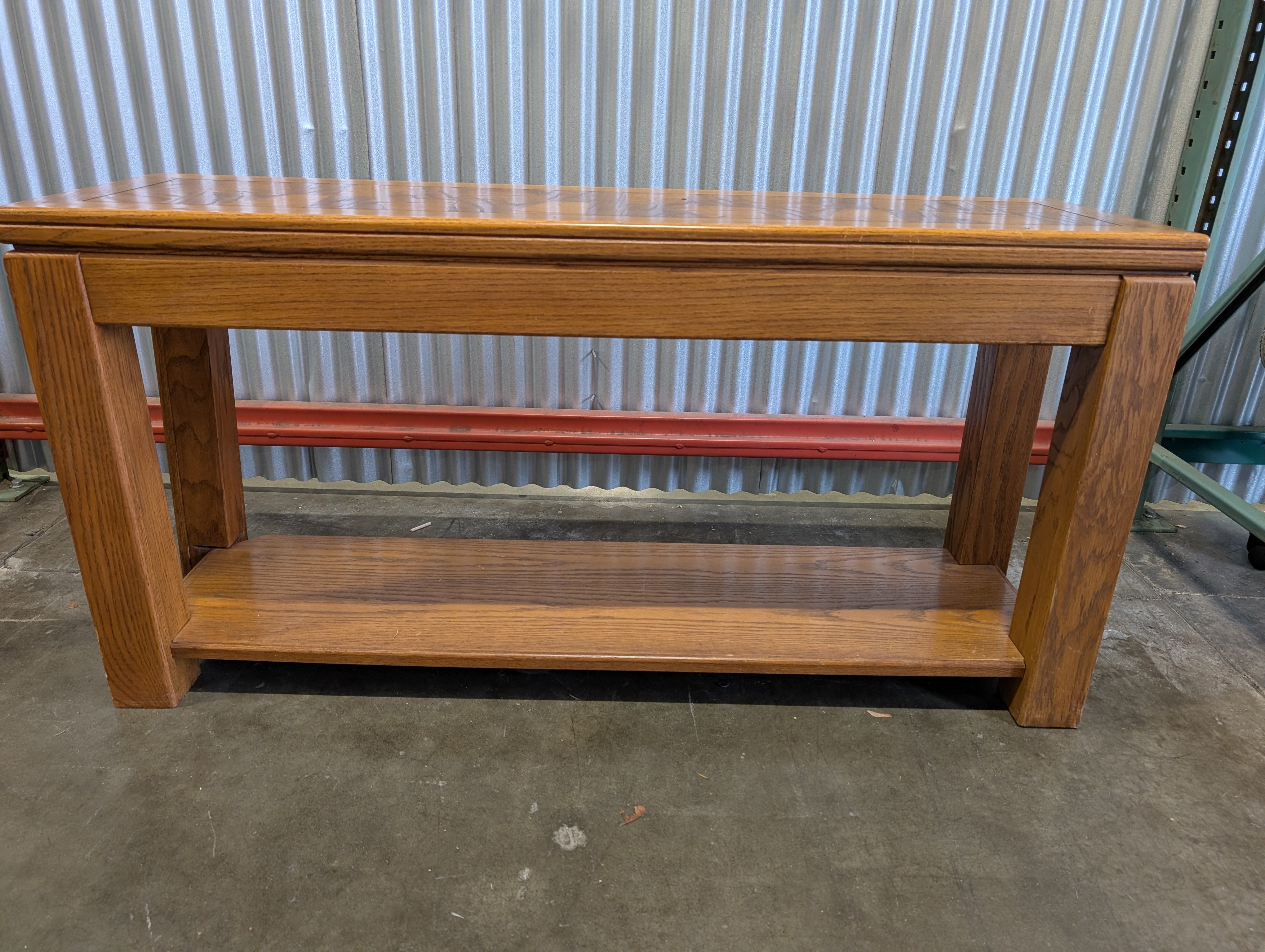 Rustic Oak Console Table with Inlaid Top