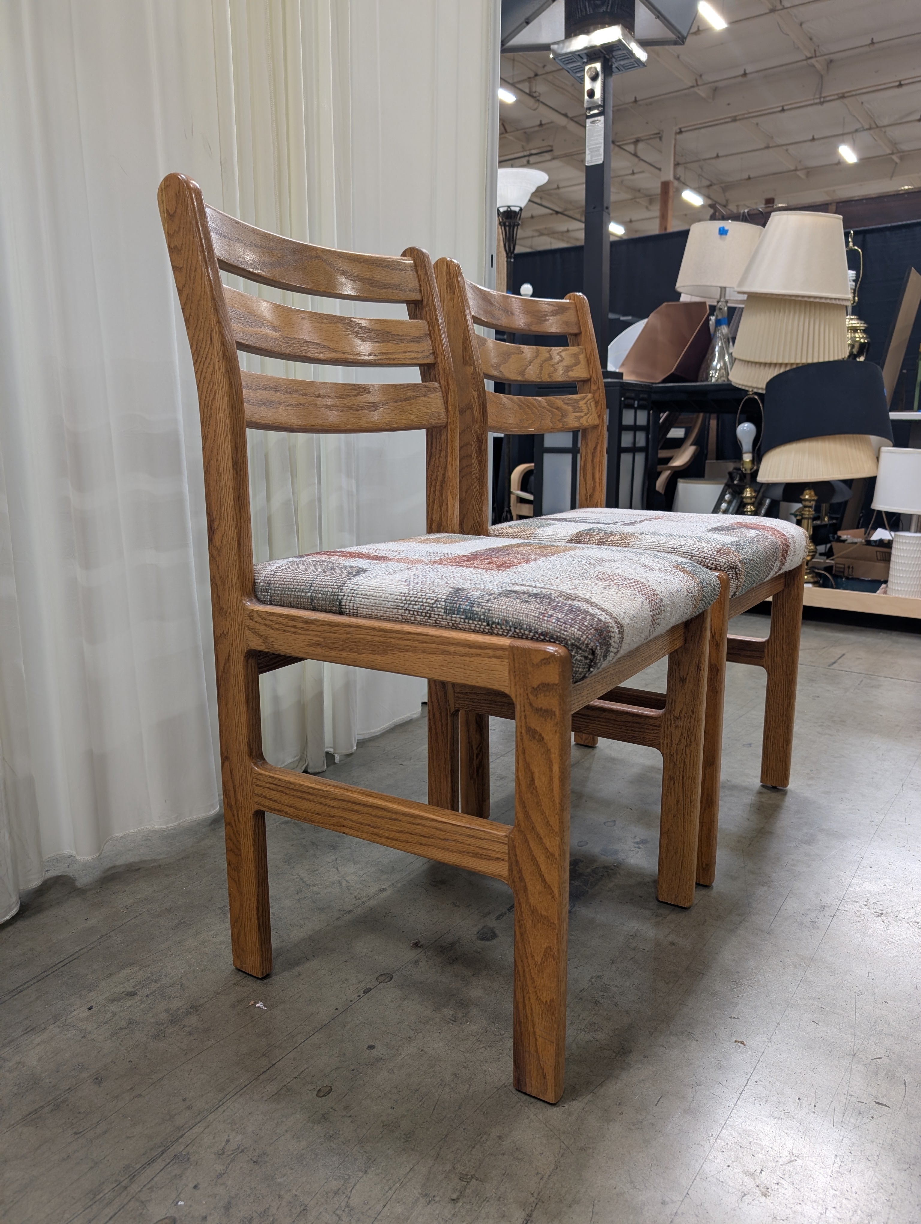 Oak Pedestal Pair of Dining Chairs