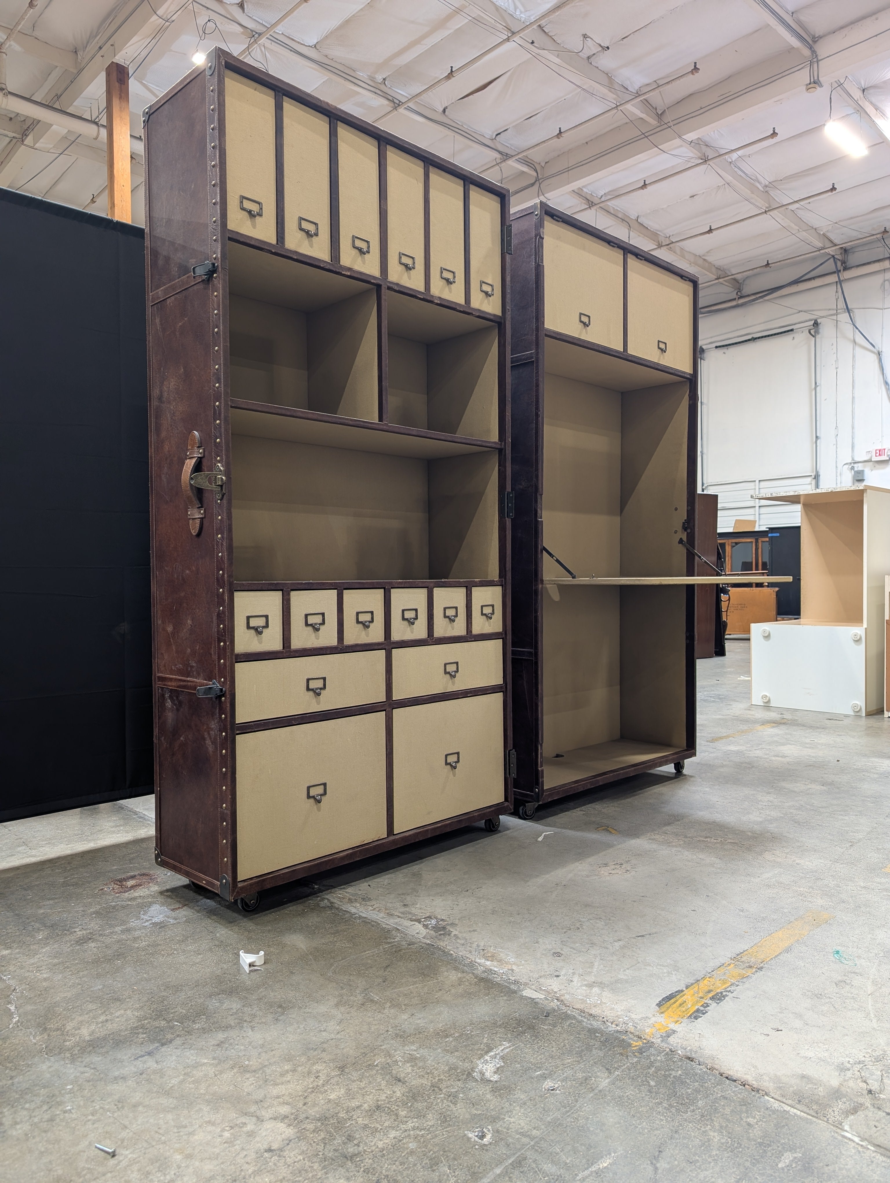 Vintage-Inspired Secretary Trunk Cabinet with Storage