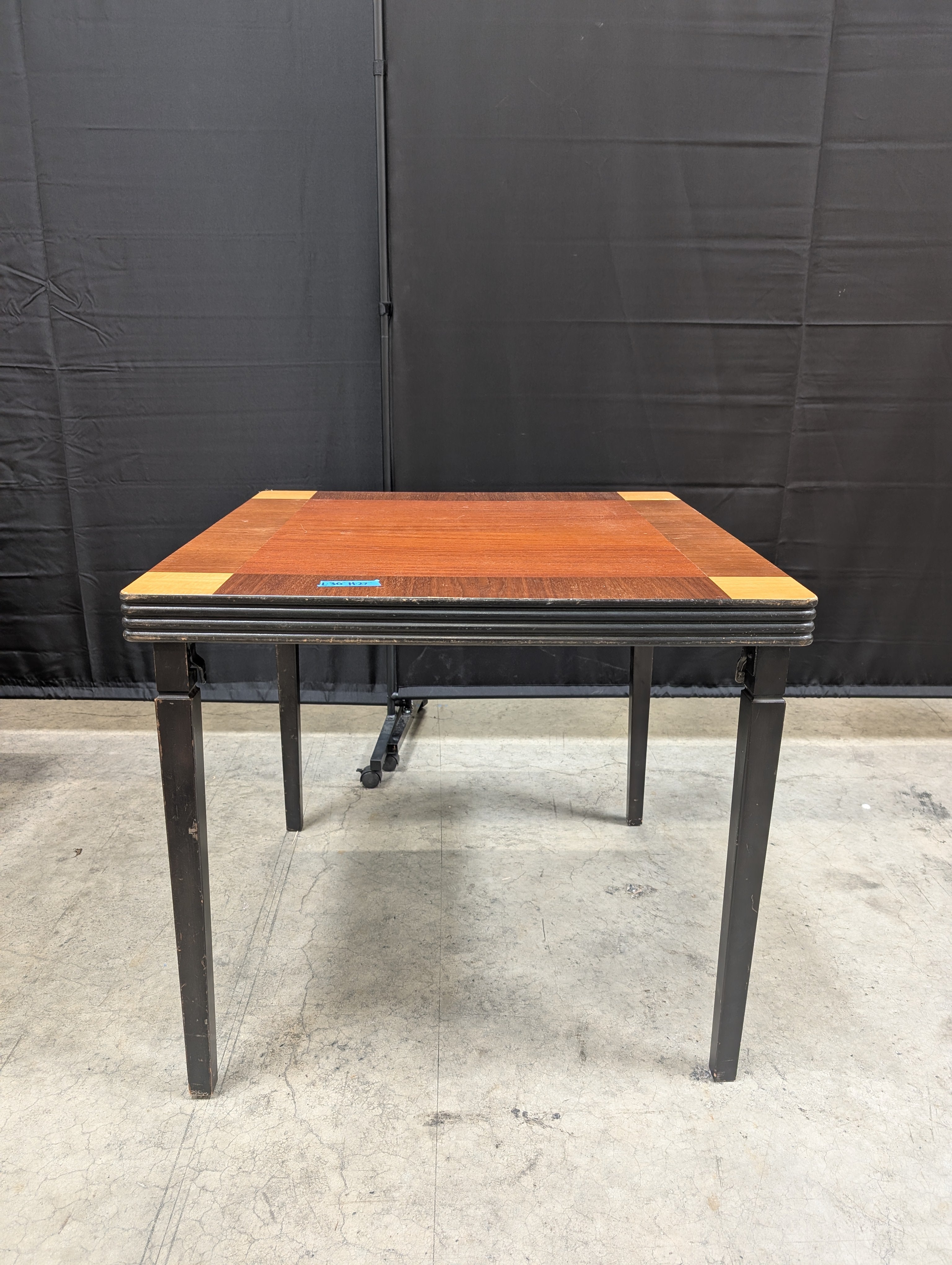 Square Mid-Century Card Table with Inlaid Top