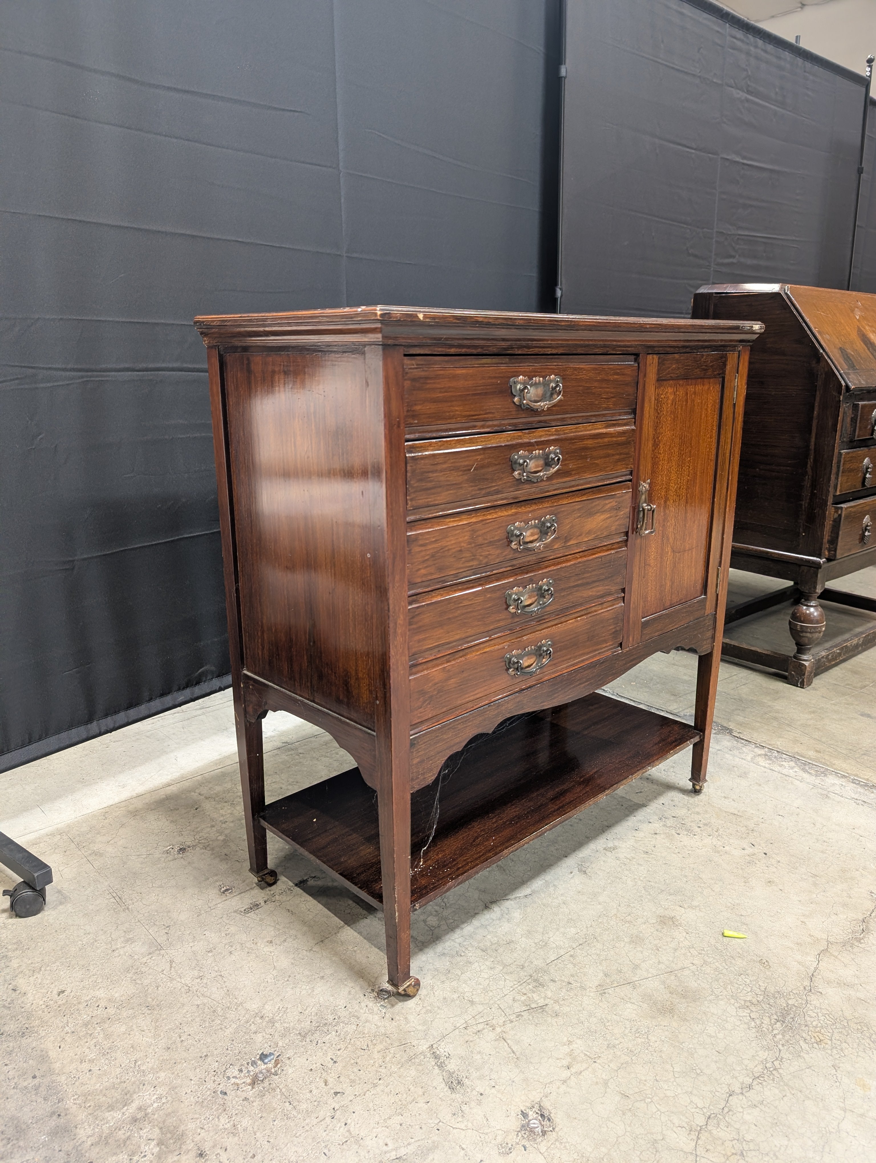Vintage Dark Wood Edwardian music cabinet