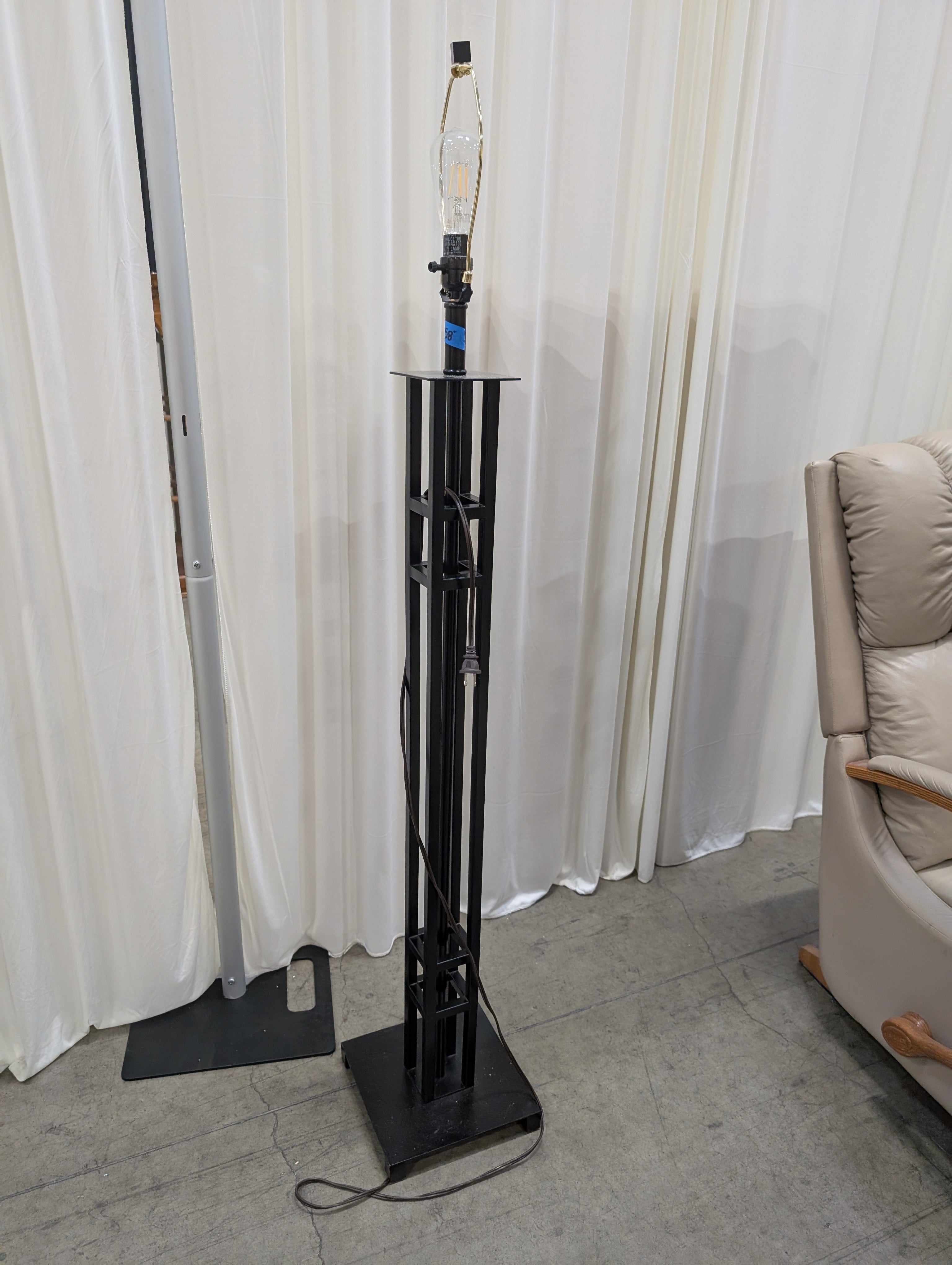 Black Mission Style Floor Lamp in Metal