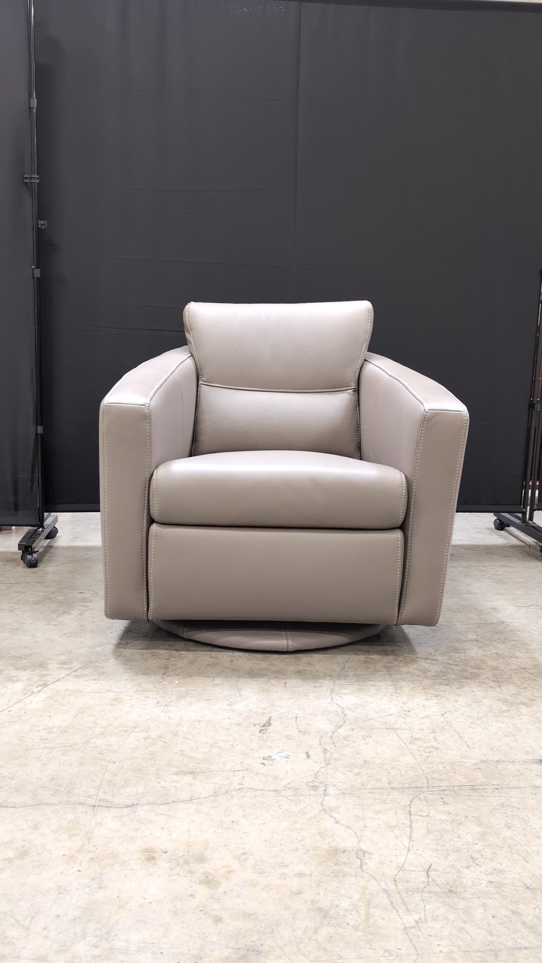 Grey W. Schillig Faux Leather Club Chair