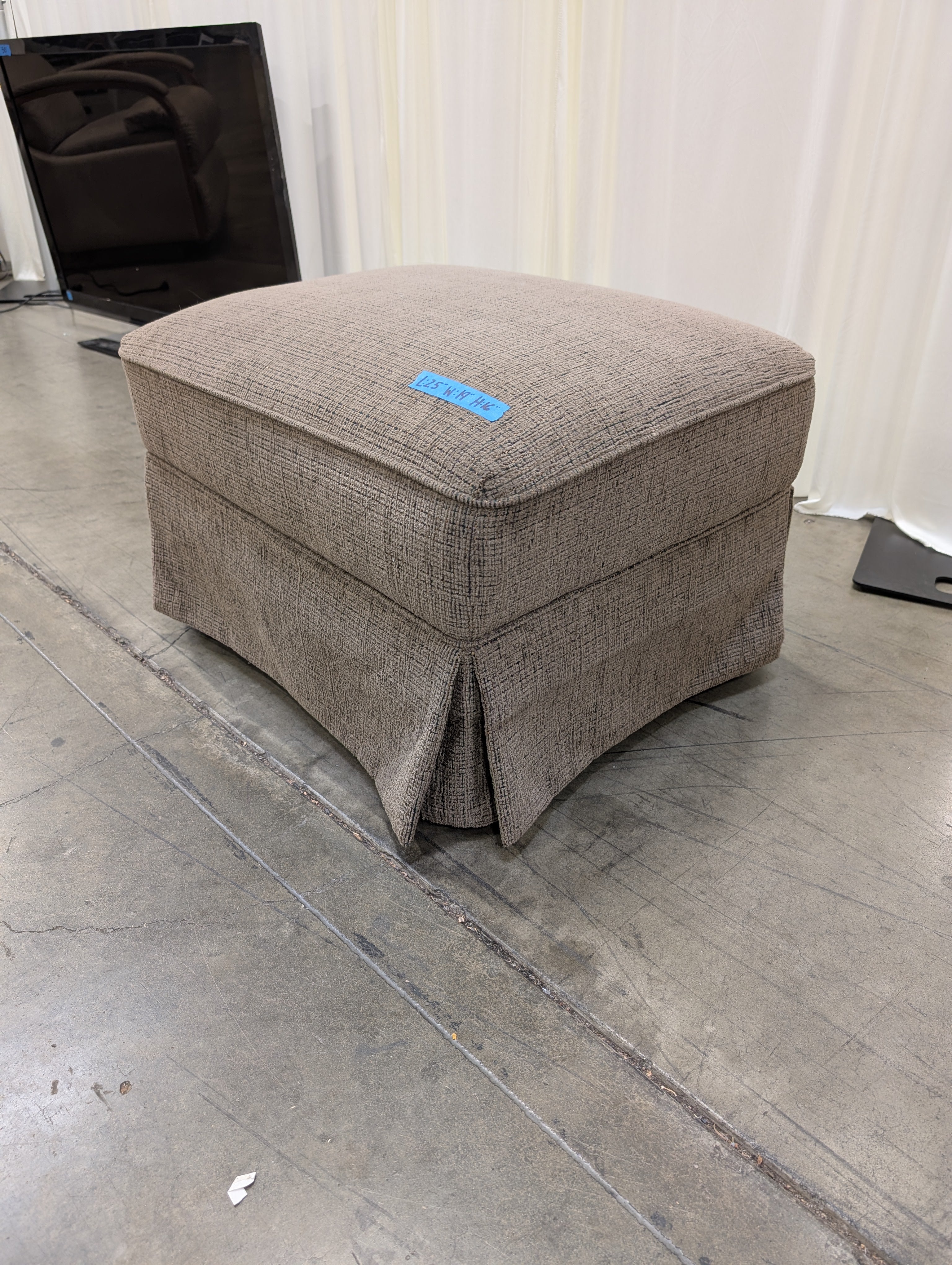 Brown Textured Fabric Ottoman