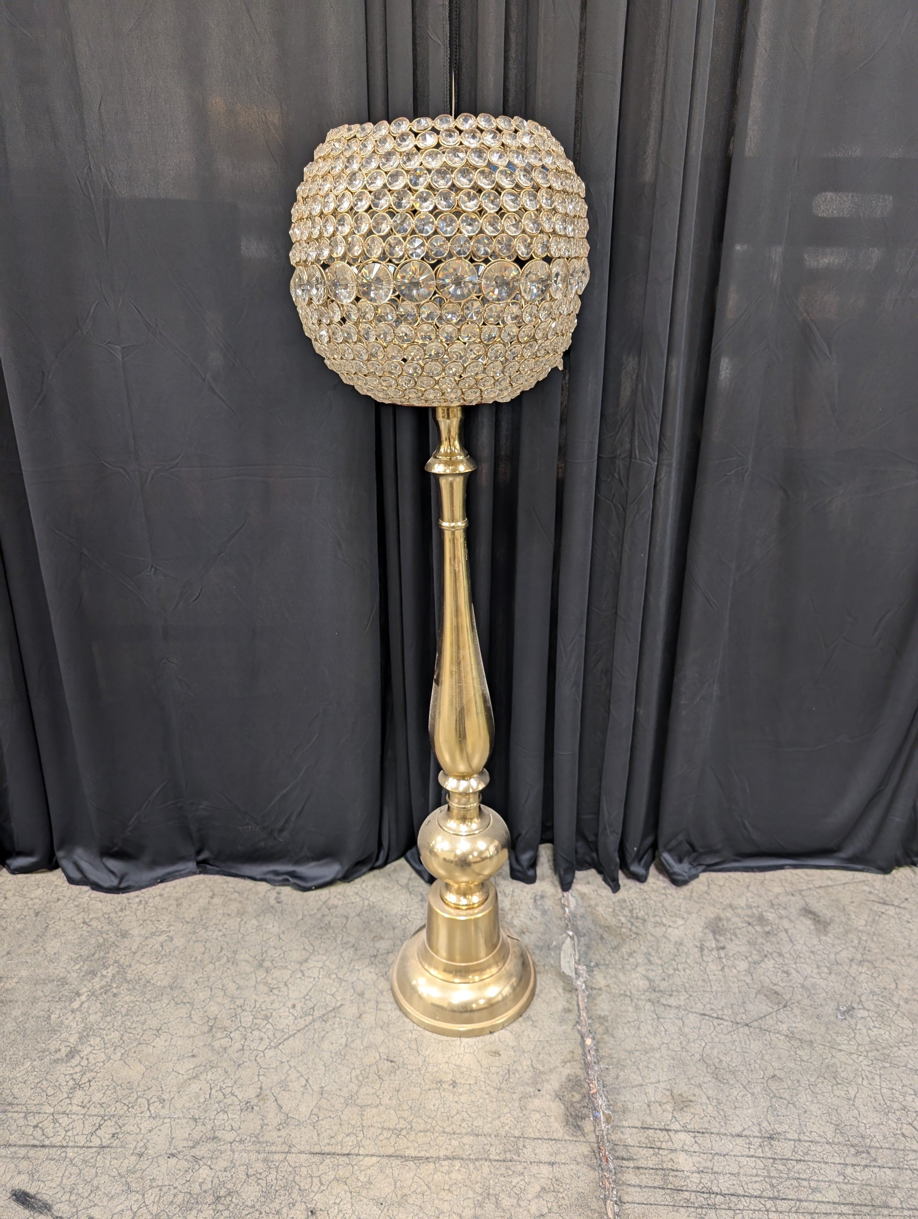 Gold Crystal Globe Floor Candle Holder